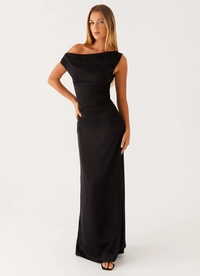 Urban Line Work Look Heart Of Glass Satin Maxi Dress - Black