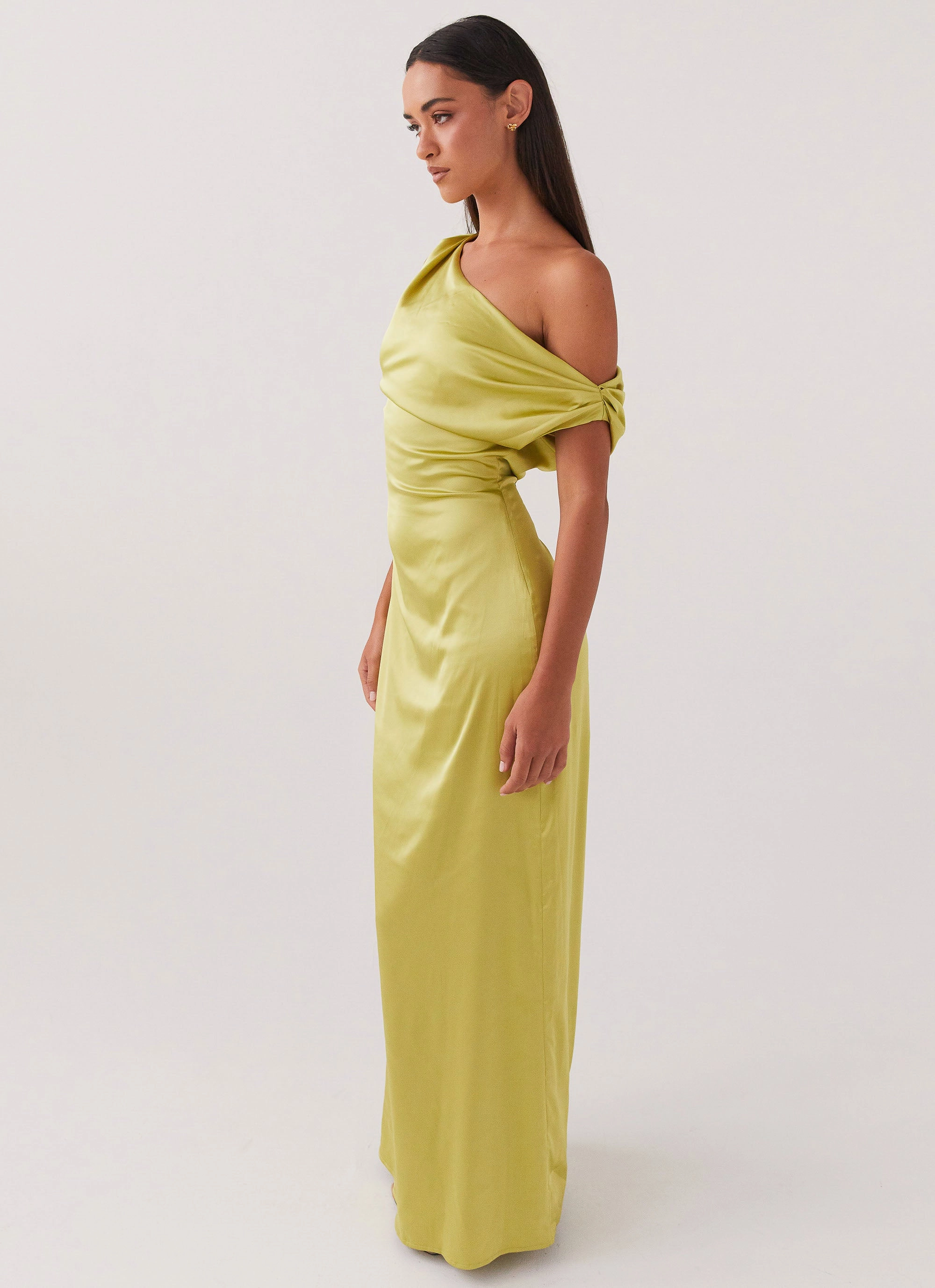 Heart Of Glass Satin Maxi Dress - Chartreuse skin friendly french chic