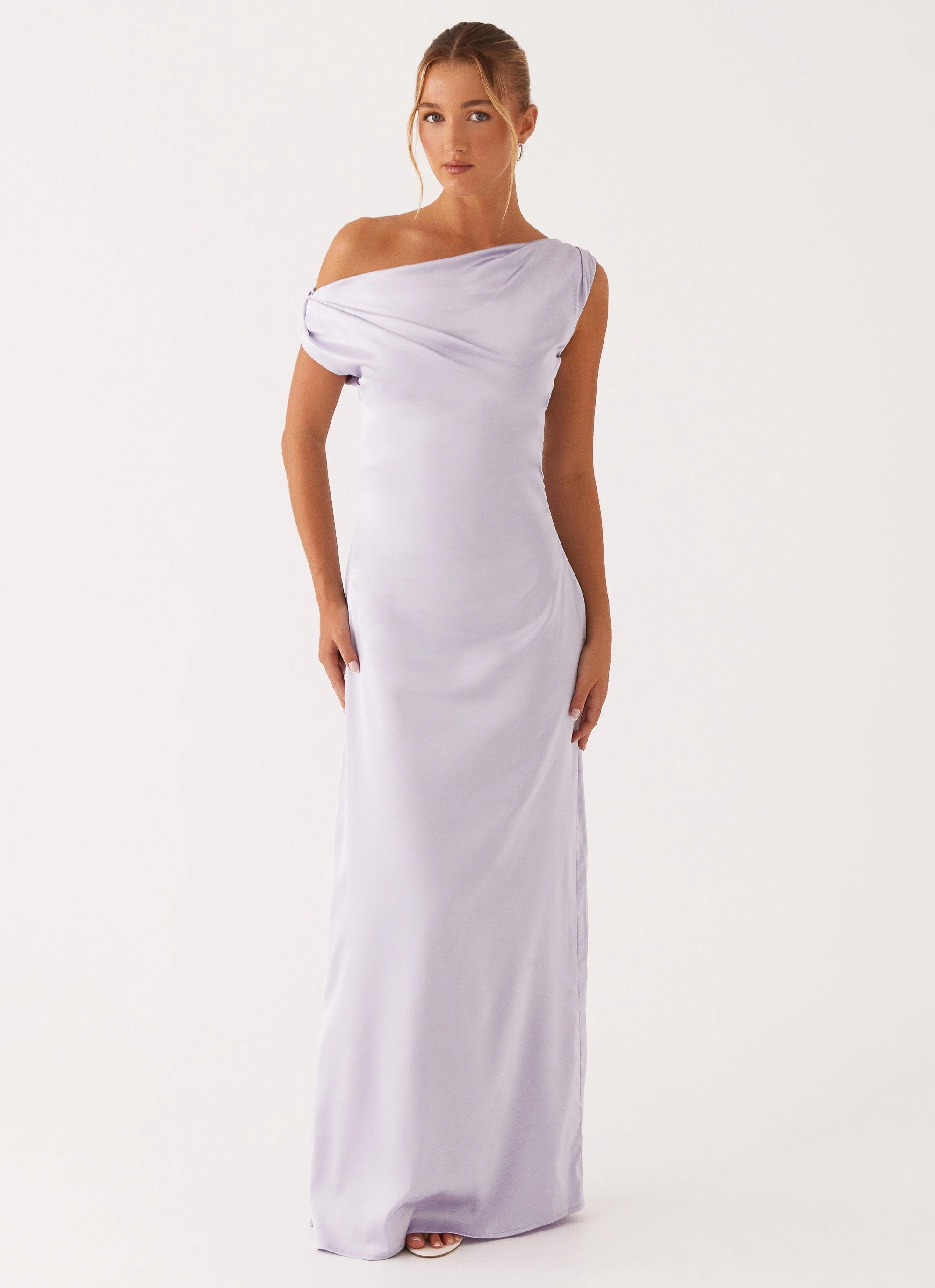 Heart Of Glass Satin Maxi Dress - Lilac Chilly Day Layers Fresh Flow
