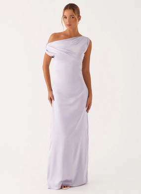 Heart Of Glass Satin Maxi Dress - Lilac Chilly Day Layers Fresh Flow