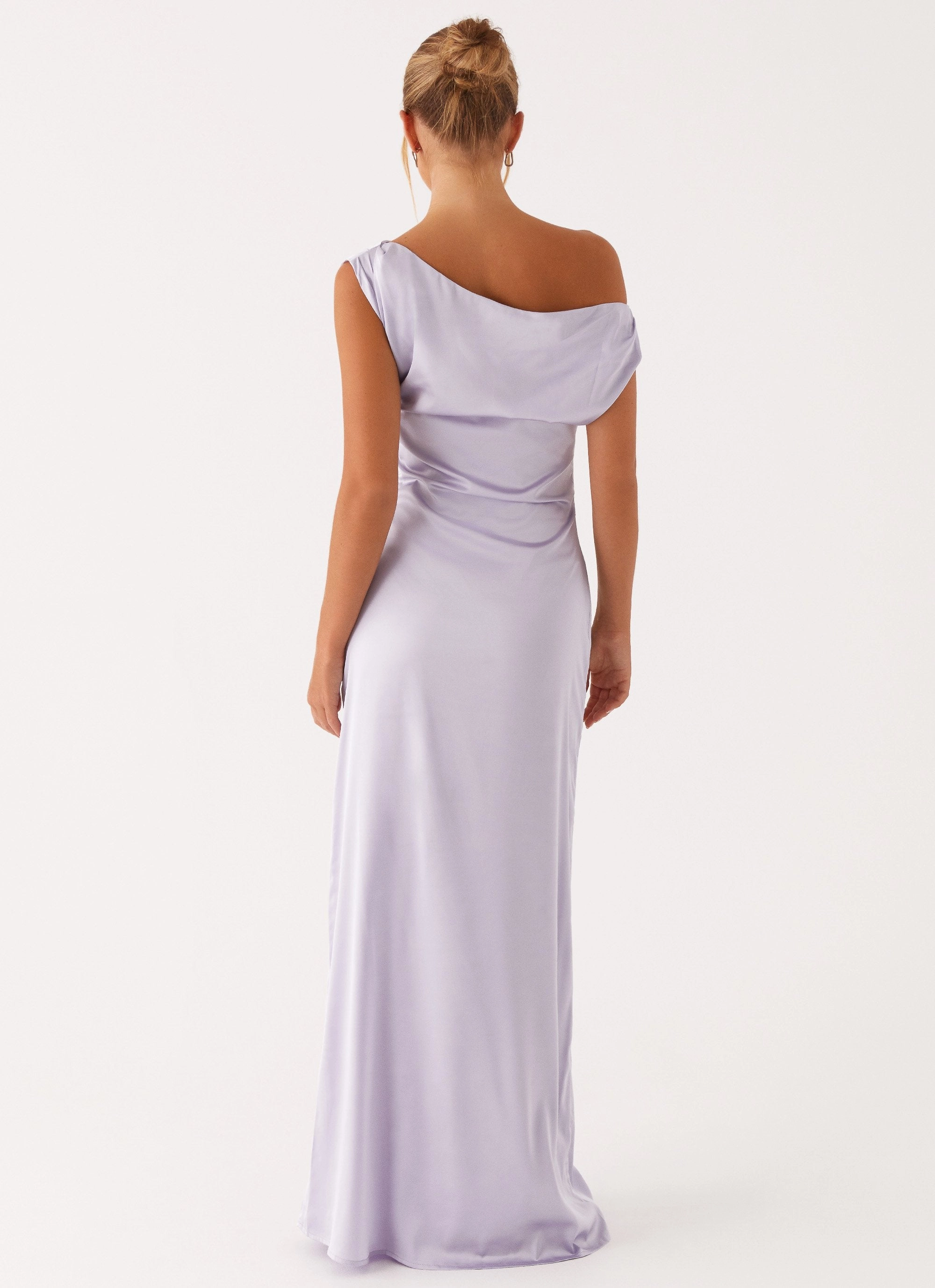 Wrap Charm Heart Of Glass Satin Maxi Dress - Lilac