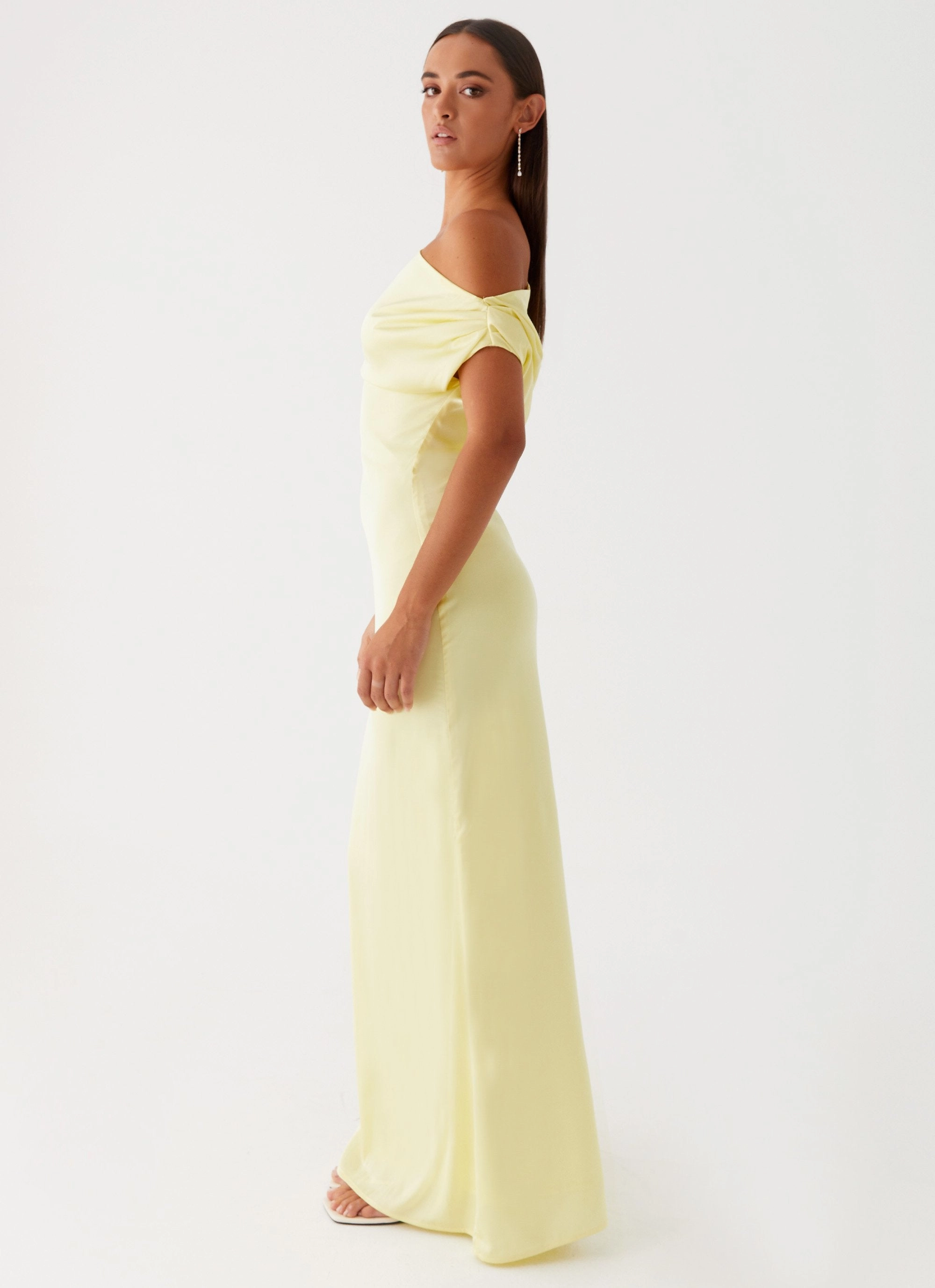 Heart Of Glass Satin Maxi Dress - Yellow Polished Style