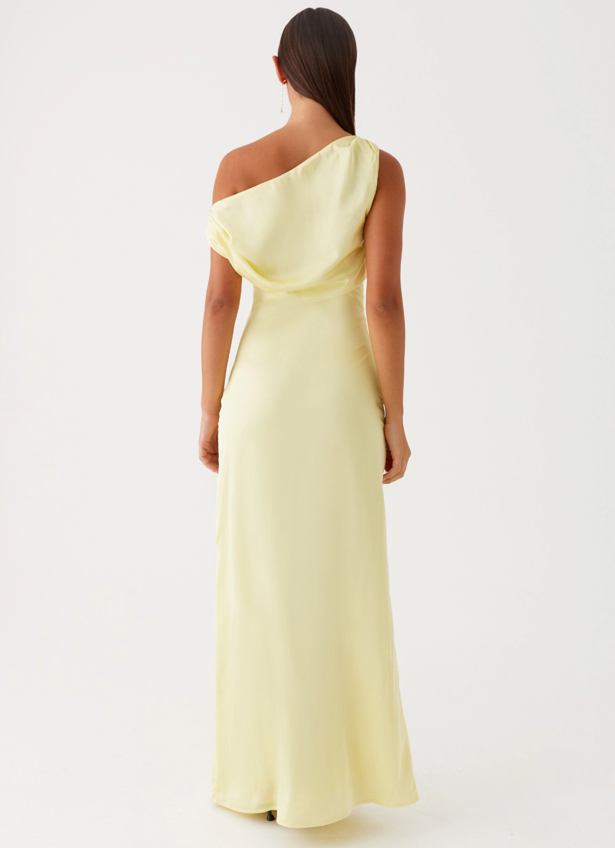 Pearl-Detail Soft Fashion Heart Of Glass Satin Maxi Dress - Yellow