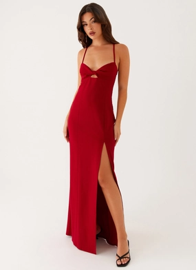 Effortless Comfort Heartbreaker Maxi Dress - Deep Red