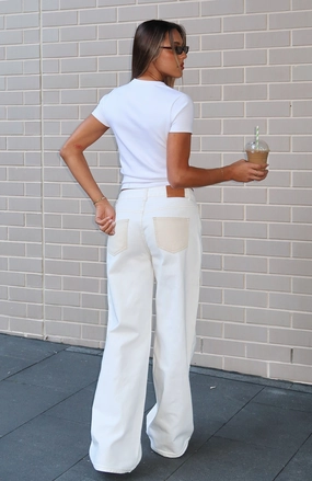 Sleek Silhouette Closet Classic Amira Mid Rise Wide Leg Jeans White/Cream