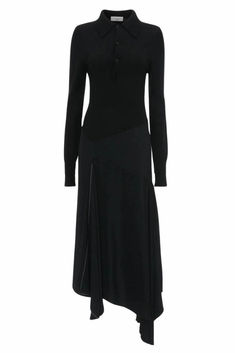 Elegant Silhouette Subtle Look Henley Shirt Dress