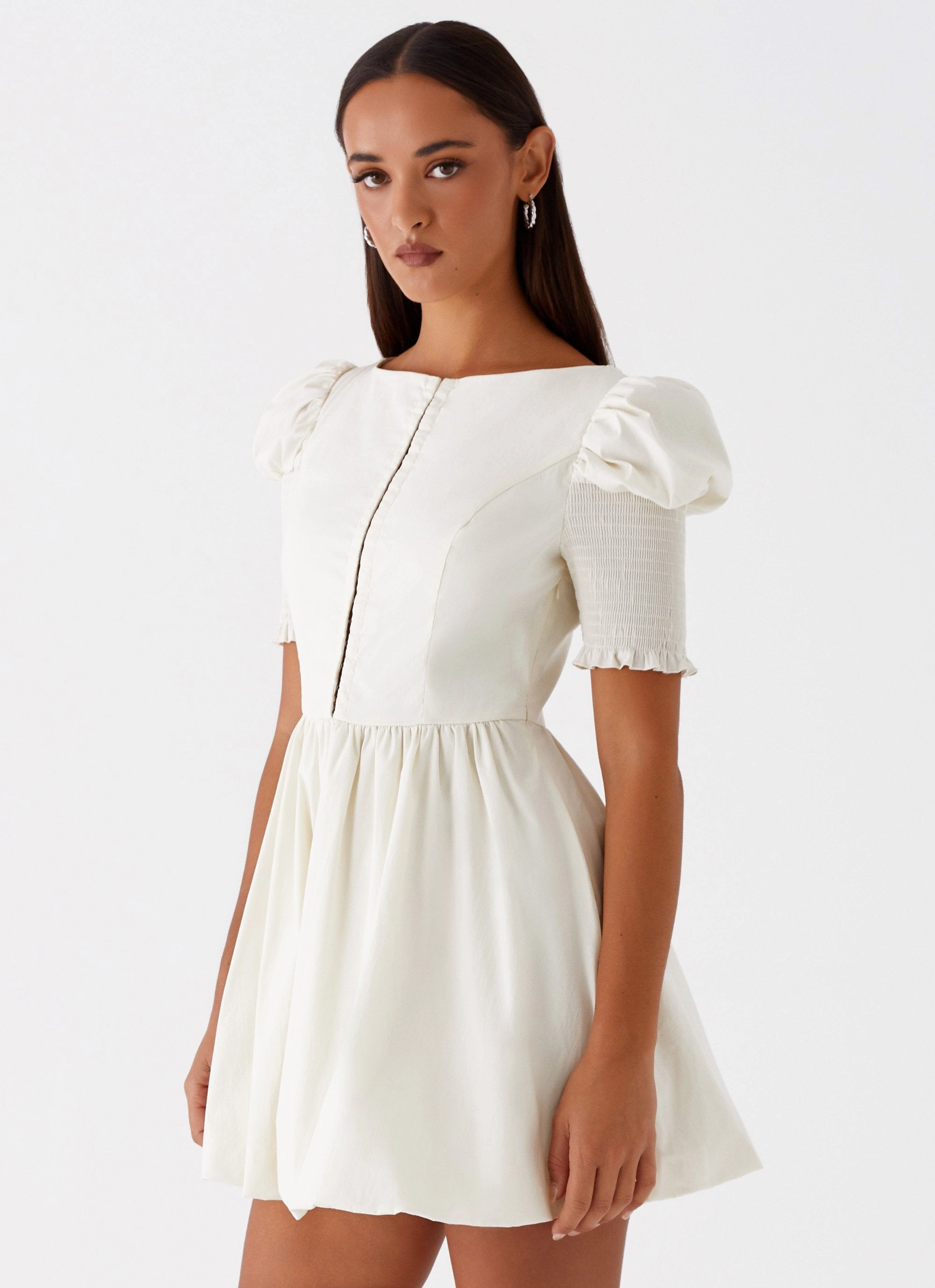 Enya Mini Dress - Ivory Floor-Length Standout Feature