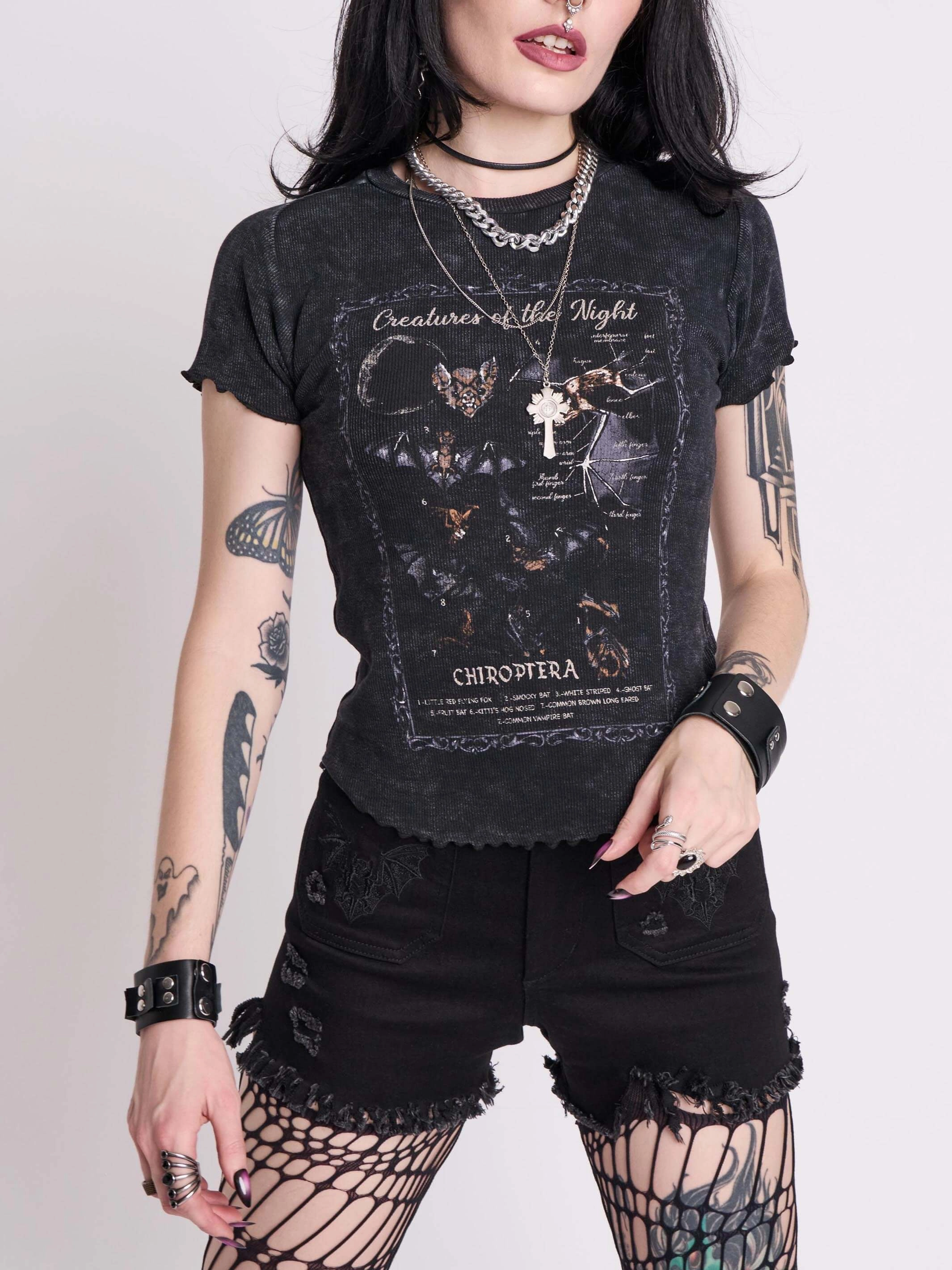 Smooth Look Lightweight Comfort Wear Bat's Anatomy Distressed Baby Tee