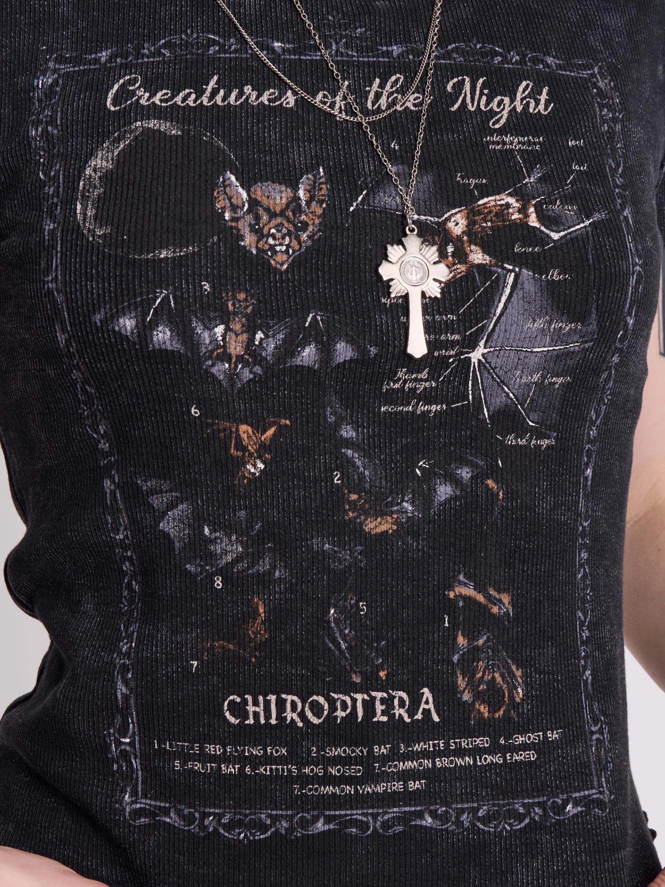 Bat's Anatomy Distressed Baby Tee Pullover