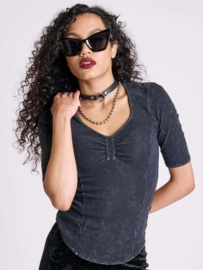 Cool Weather Wear Perfect for Workouts Distressed Sweetheart Top