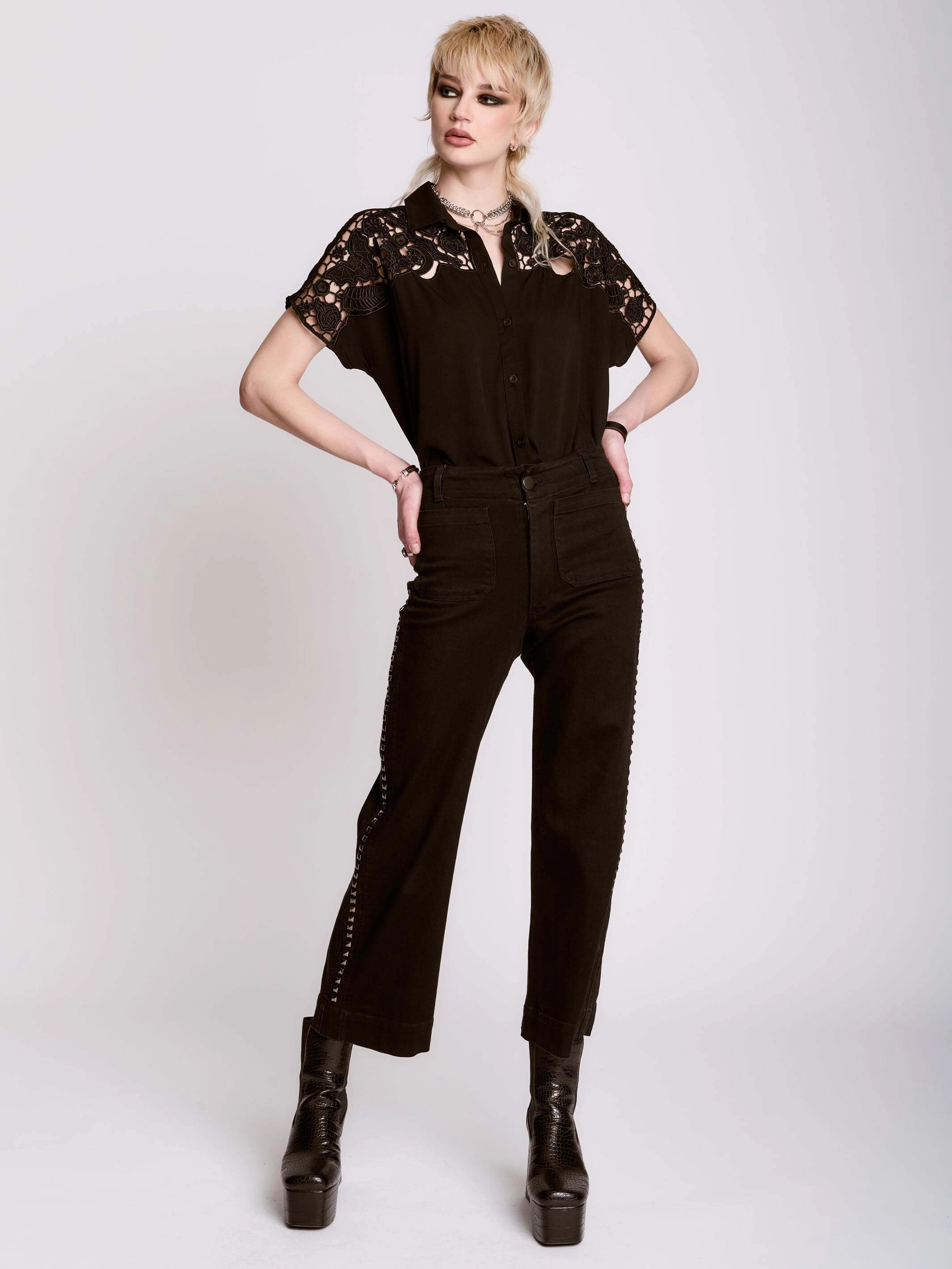 Endora Embroidered Blouse Workout