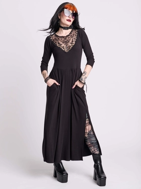 Pleated-Texture Dark Delights Maxi Dress