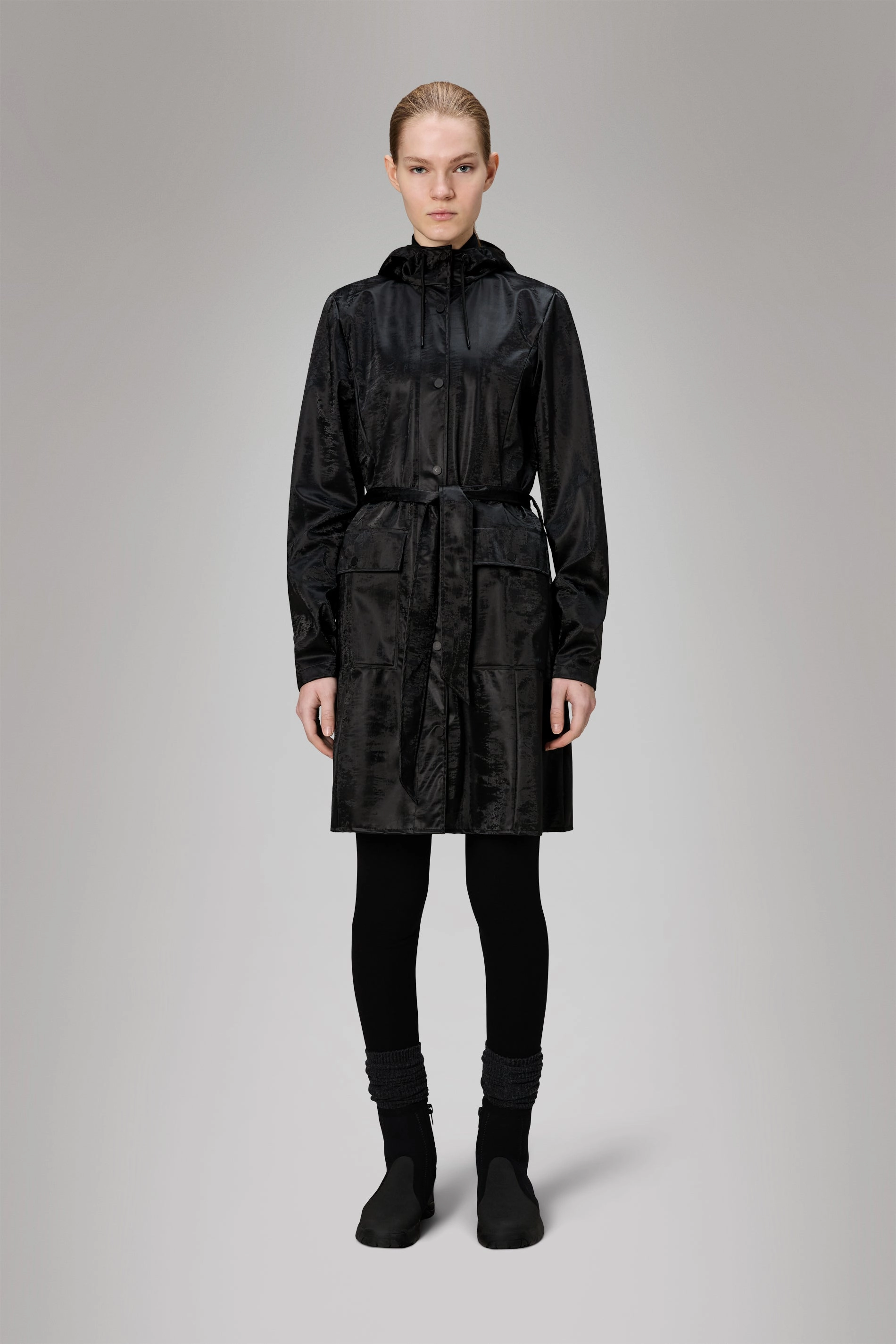 Water Resistant Shell Curve Long Jacket