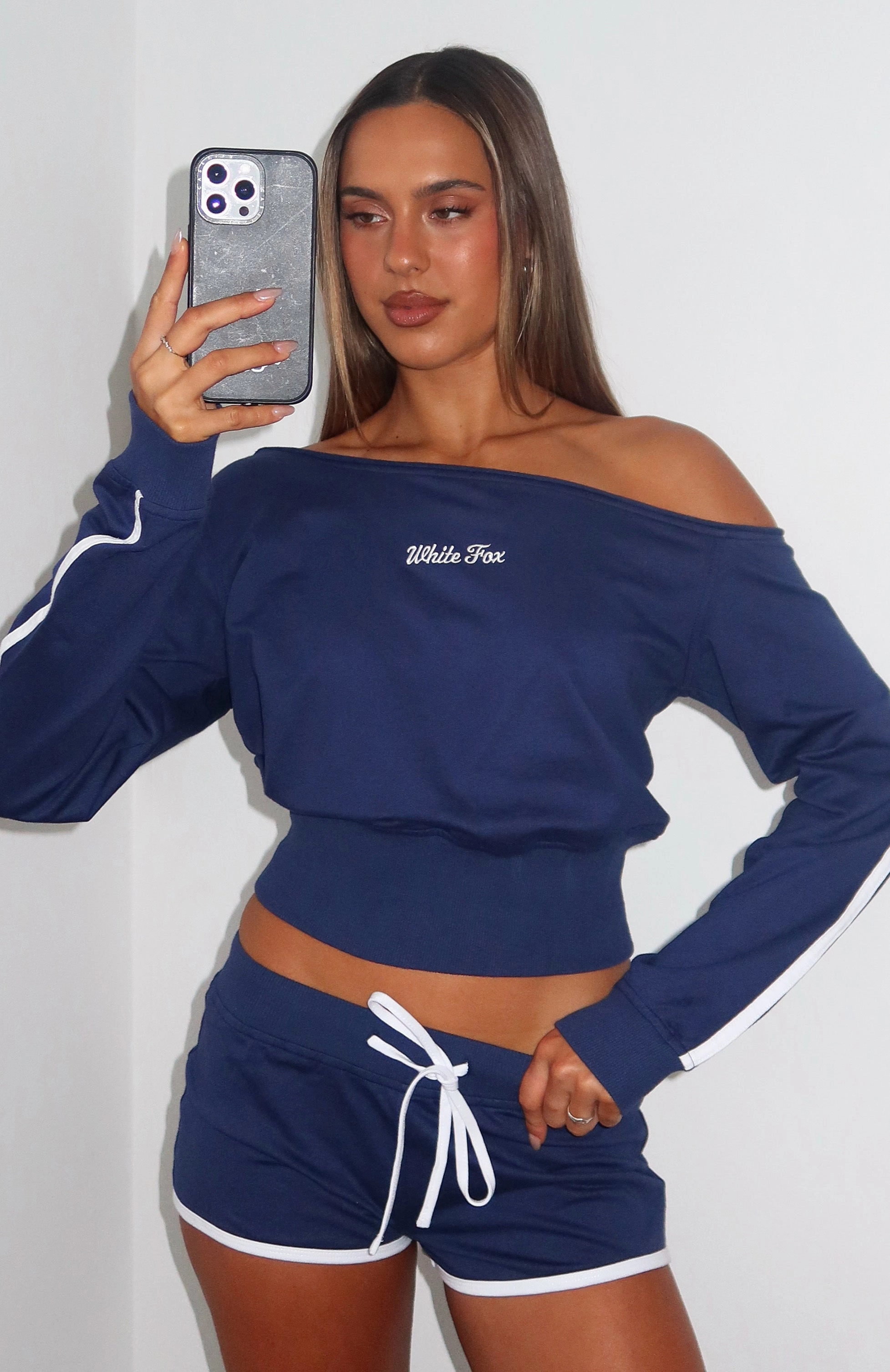 High Roller Shorts Navy snap closure cardigan