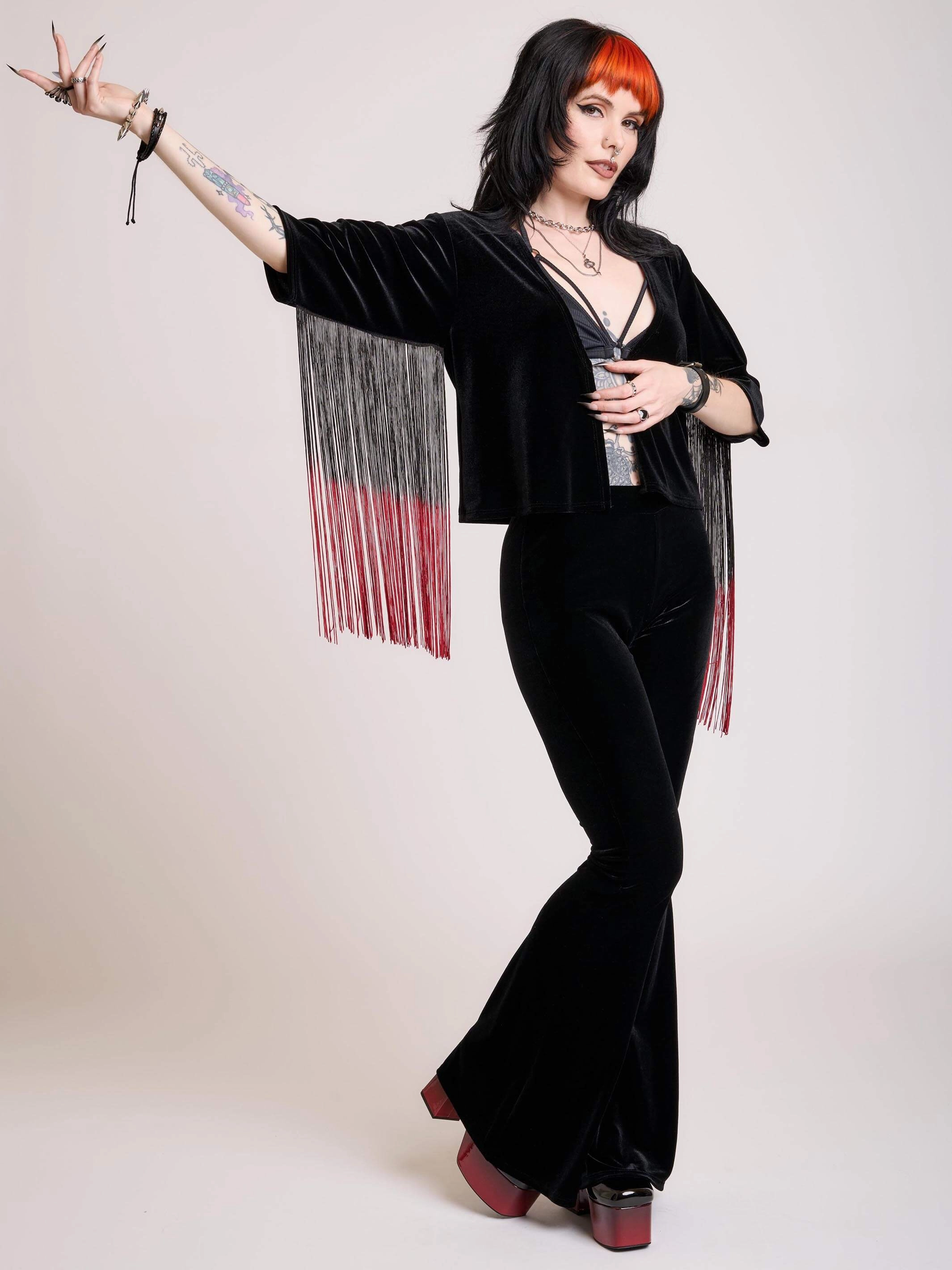 Gym workout Quilting Dipped in Blood Cropped Kimono