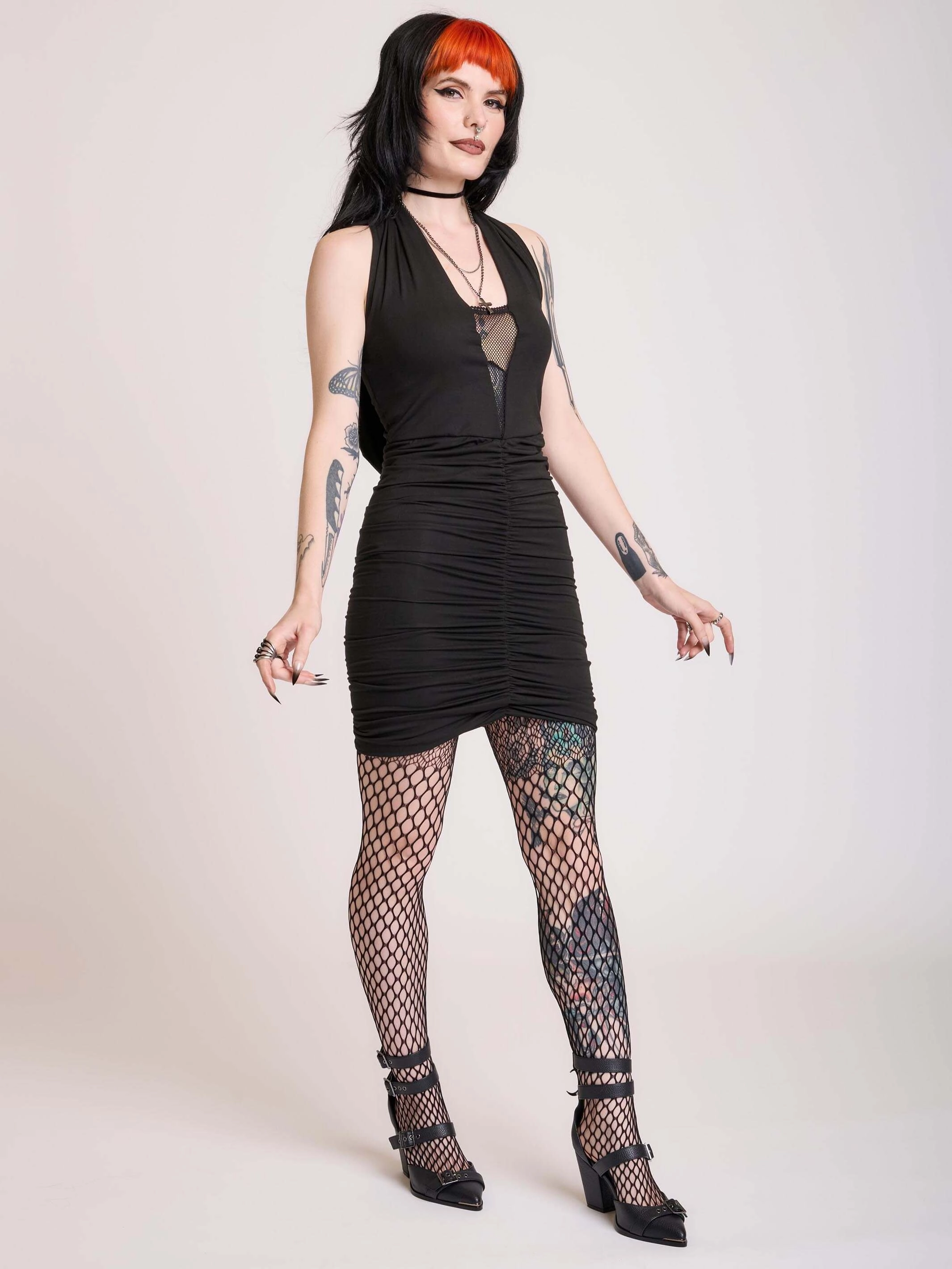 Hooded Cocktail Dress Sleek Look Belted-Style