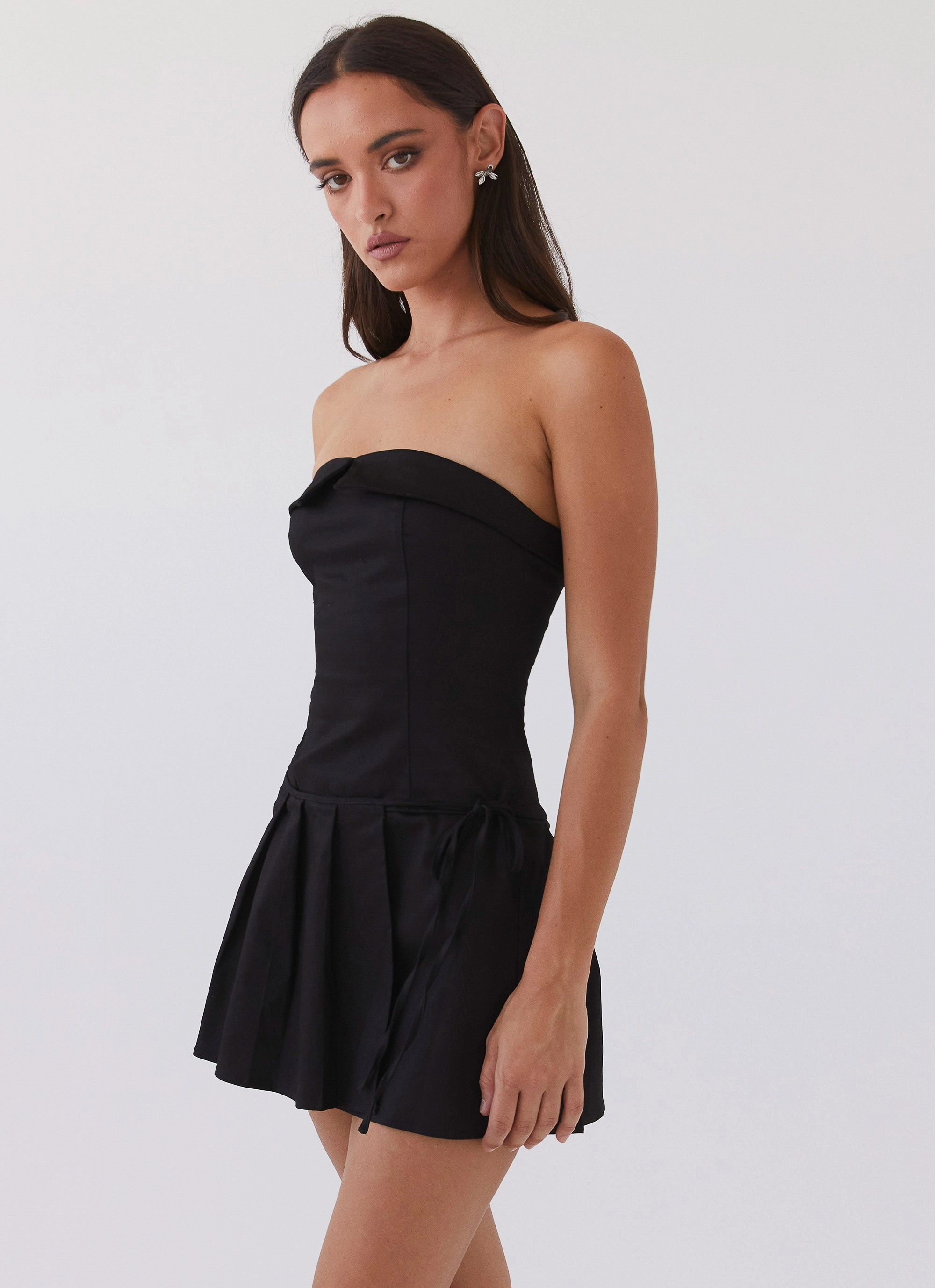 Calling The Shots Mini Dress - Black Flattering Shape Design