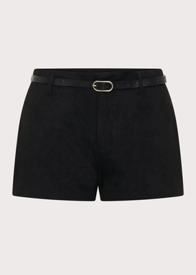 Katie Suede Mini Shorts - Black Shock Dispersing Architecture Multi Pocket System