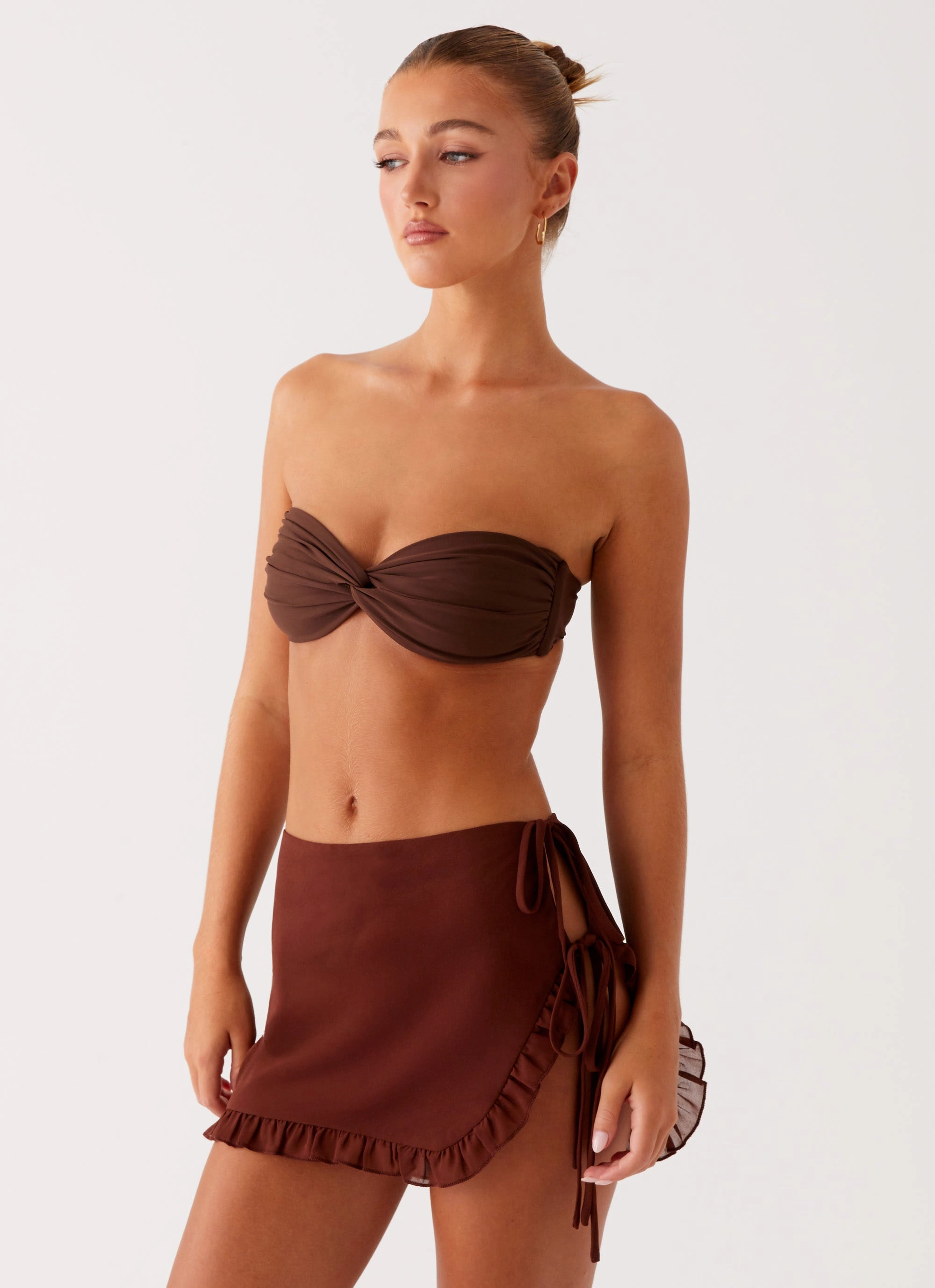 Adjustable Fastening All Day Look Iggy Mini Skirt - Chocolate