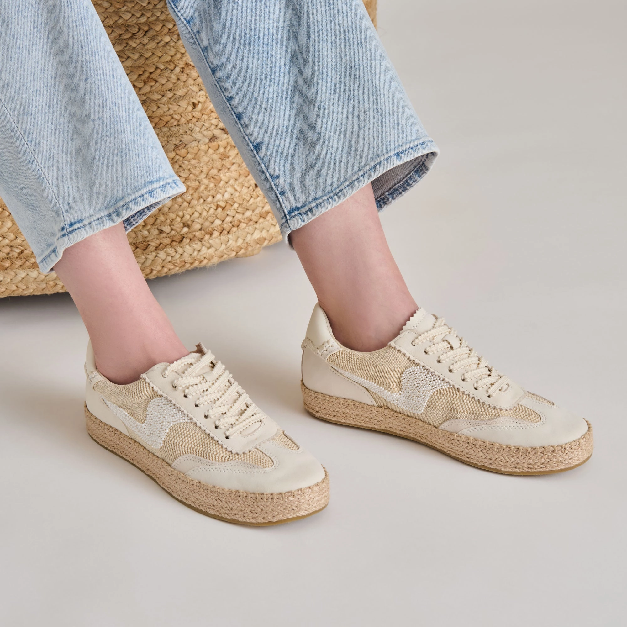 Secure look NOTICE ESPADRILLE BEAD SNEAKERS NATURAL MULTI BURLAP