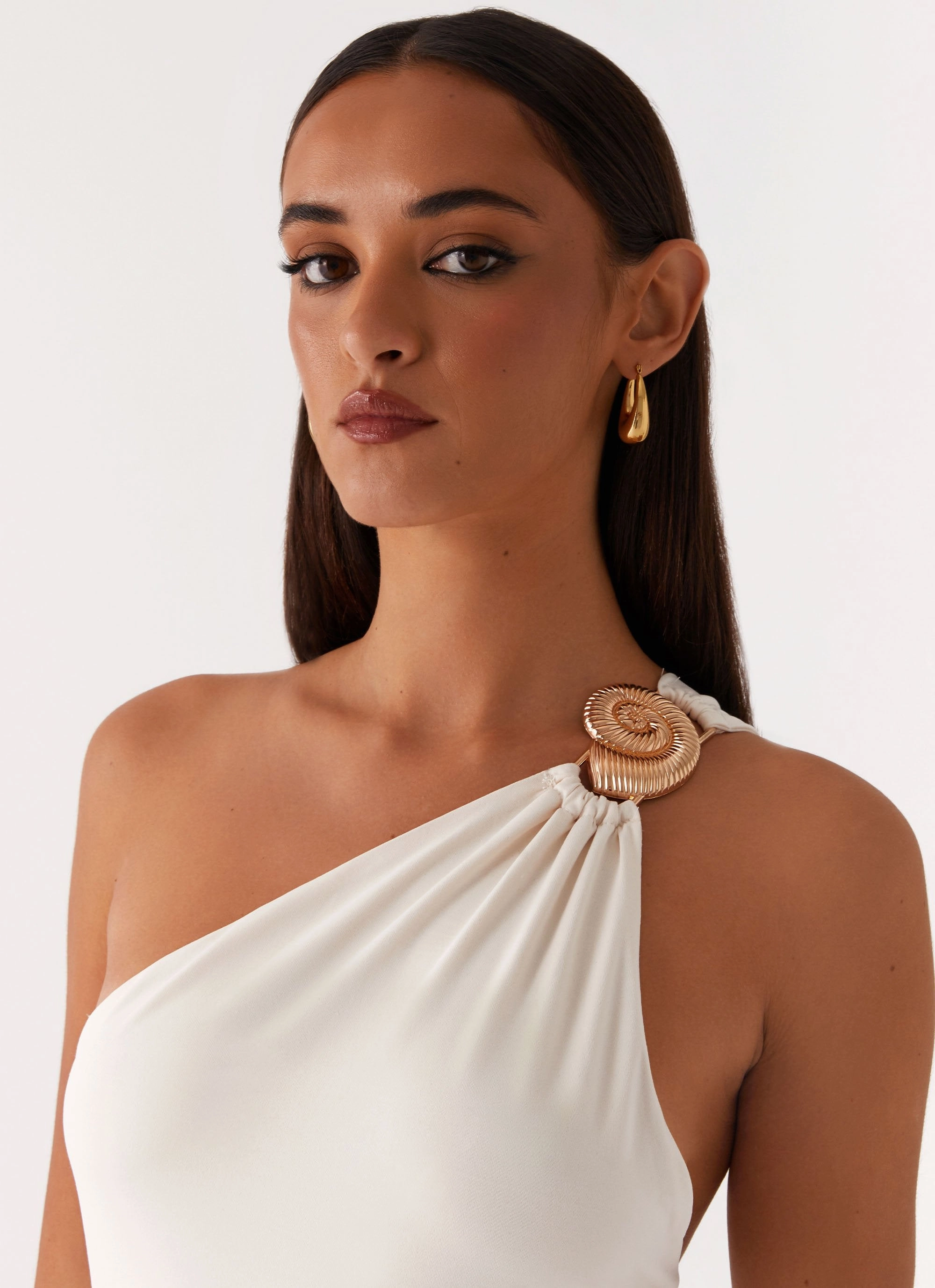 Infinity Maxi Dress - Ivory Formal Style Classic Waistband