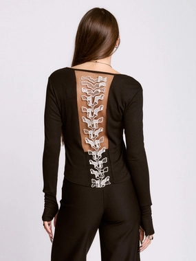 Long Sleeve Spine Top Tagless Neck Design