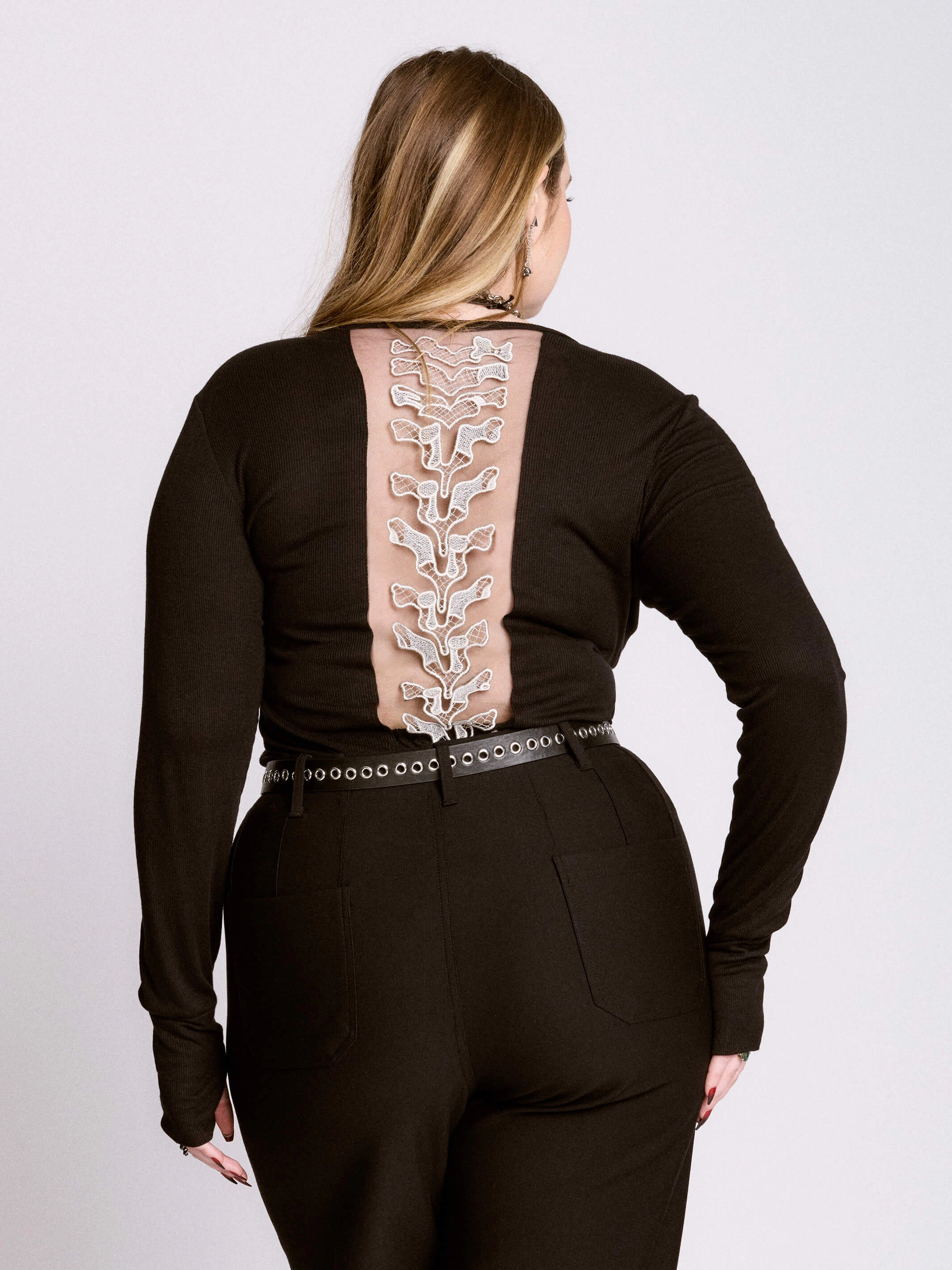 Long Sleeve Spine Top Chiffon Gym workout