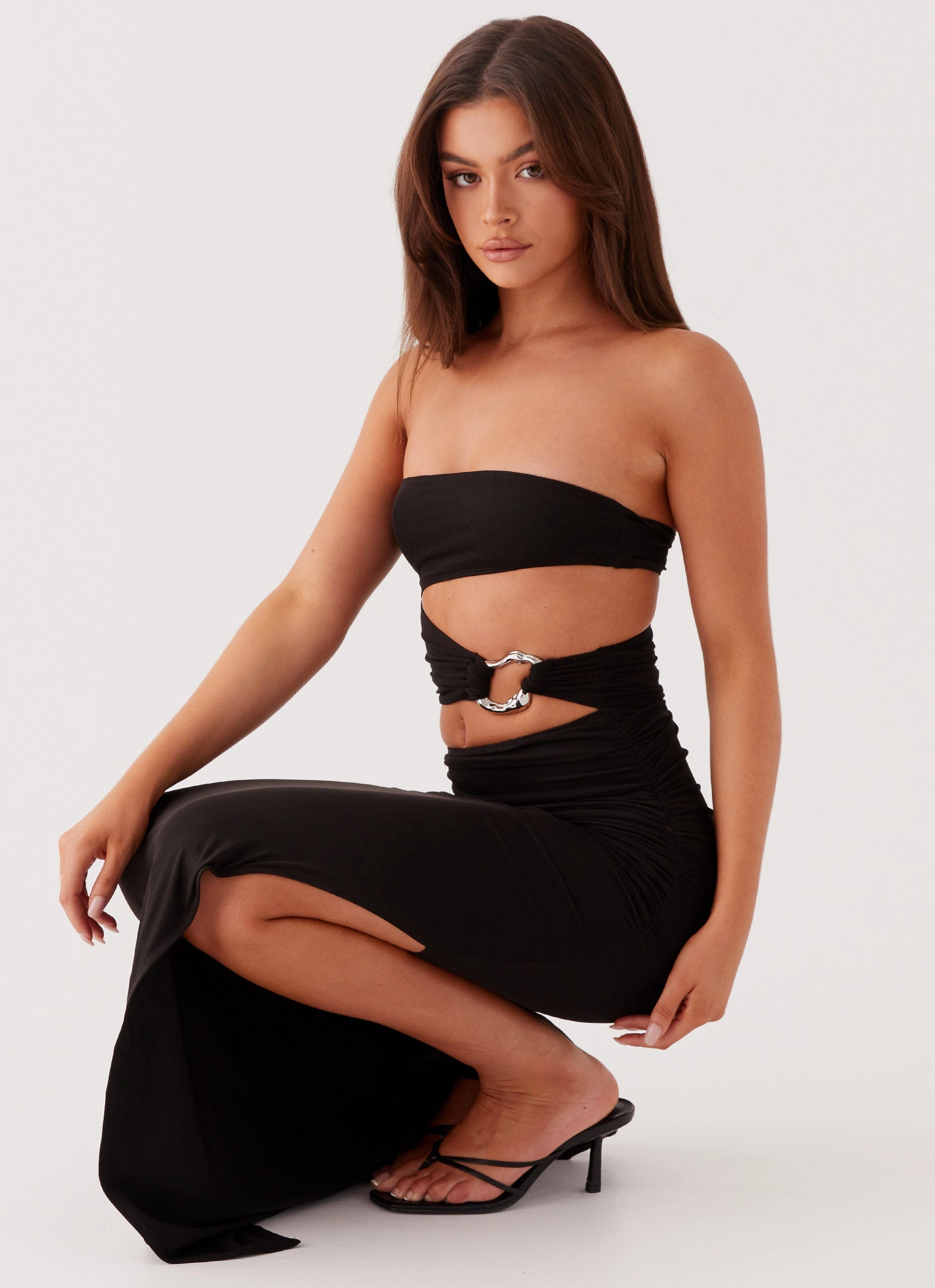 Into Pieces Mesh Maxi Dress - Black Cool Elegance Versatile Wear