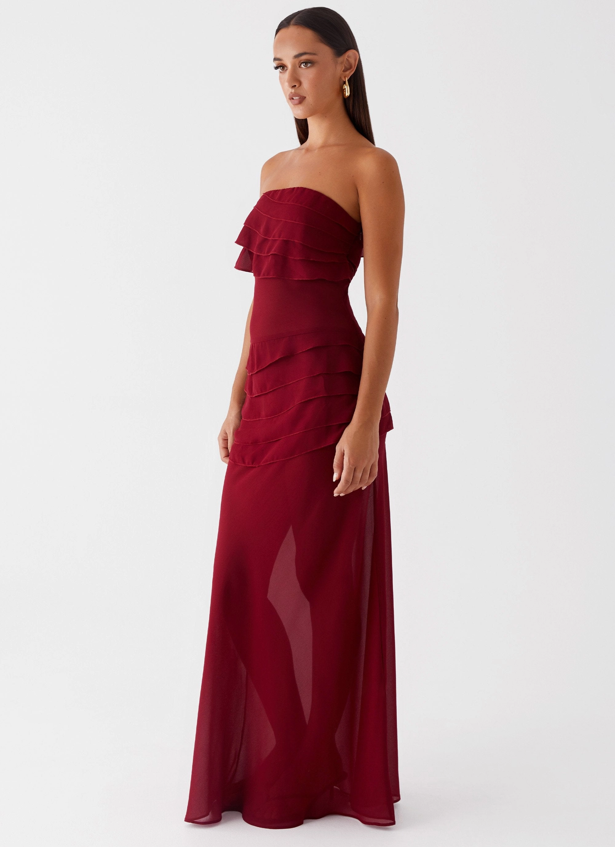 Trendy Vibe Into The Night Maxi Dress - Cherry Red