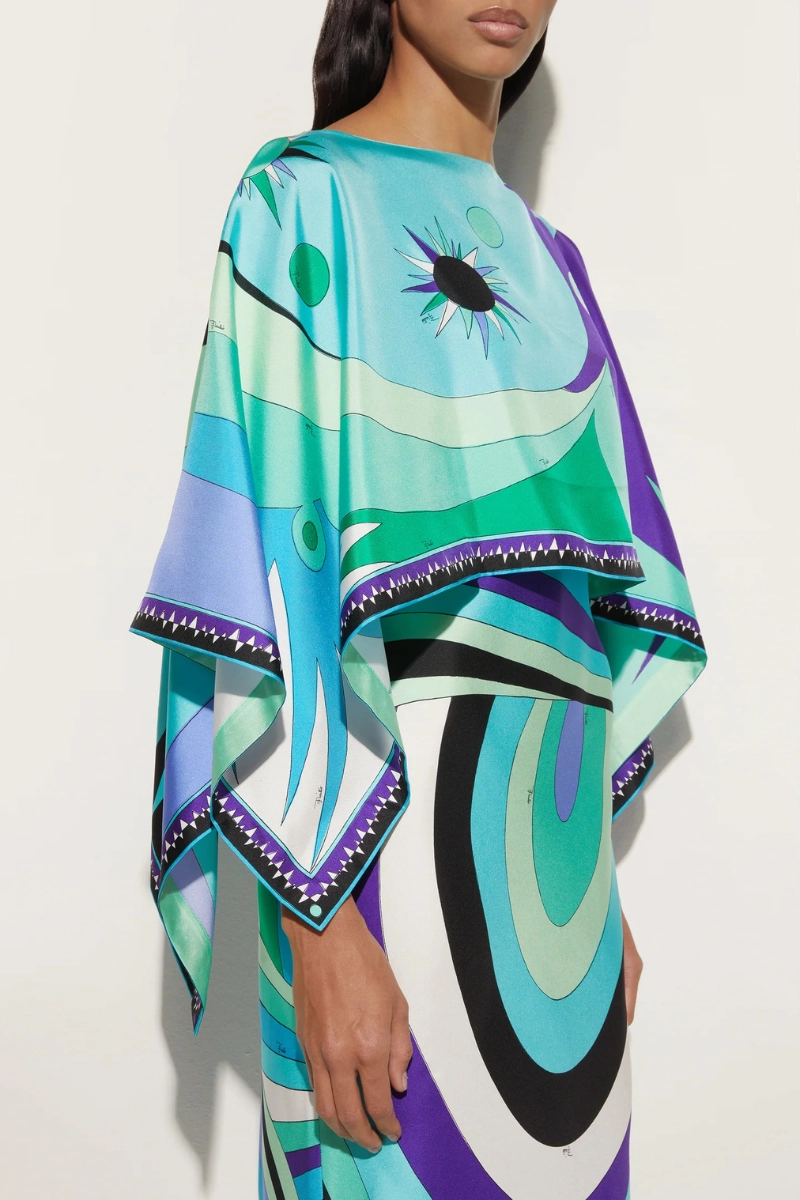 Iride Print Cape Dress Trend Focused Skin Glow