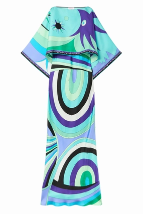 Iride Print Cape Dress Soft-touch daywear Lounge Texture