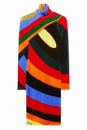 Iride-Print Velvet Dress perfect for events Stylish Layer