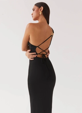 Iris Backless Maxi Dress - Black Sporty Look Refined Style