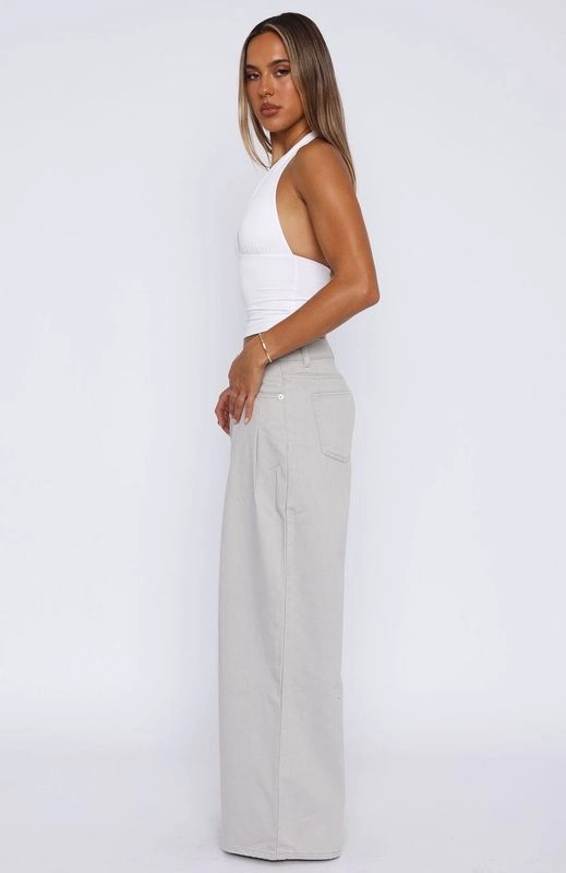 Winter Warmth Minimalist Style Picnic Style Youth Style Student Outfit Iris Low Rise Wide Leg Jeans Light Grey