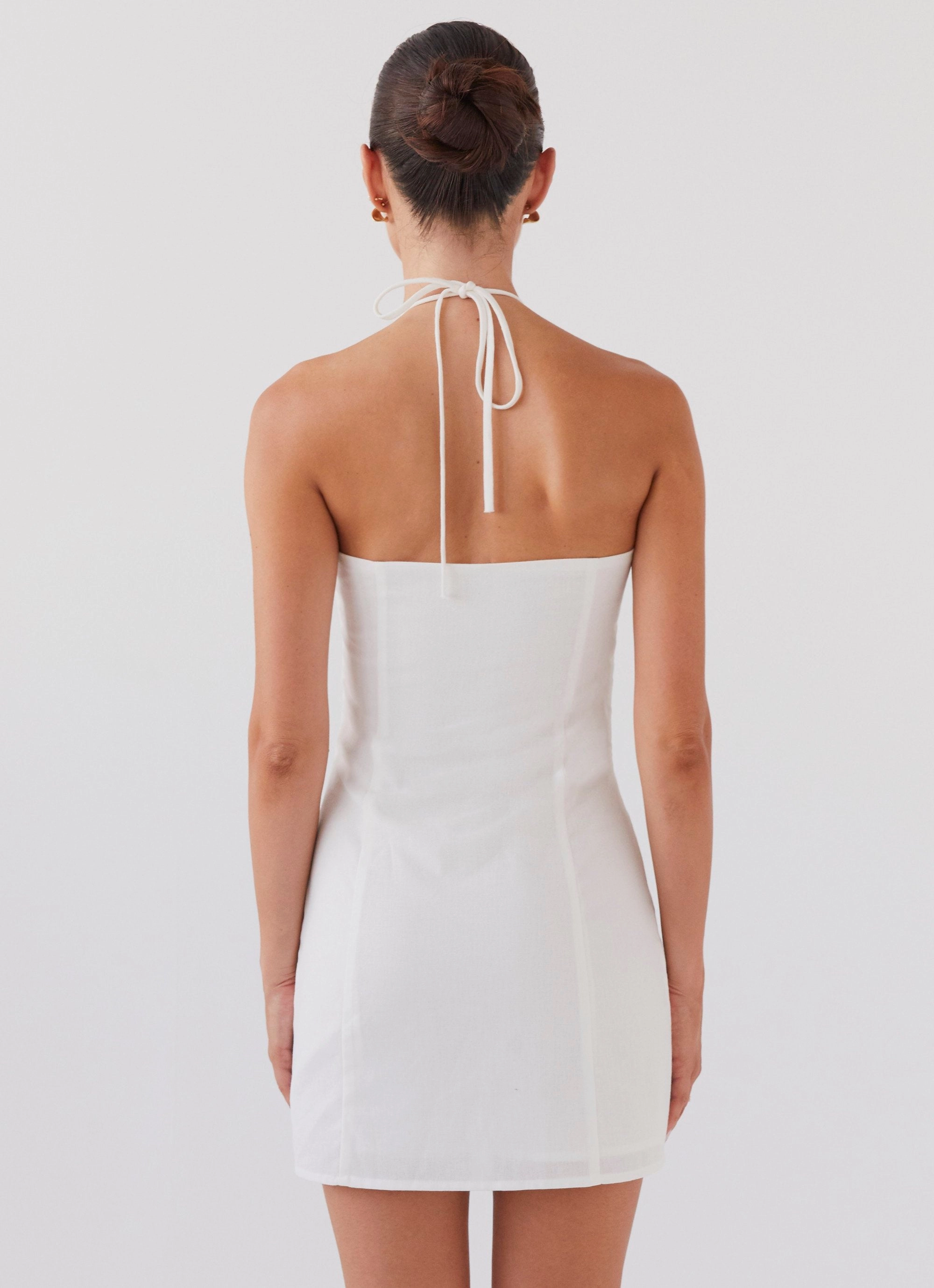 Island Echoes Linen Mini Dress - White Daily Confidence Style Option