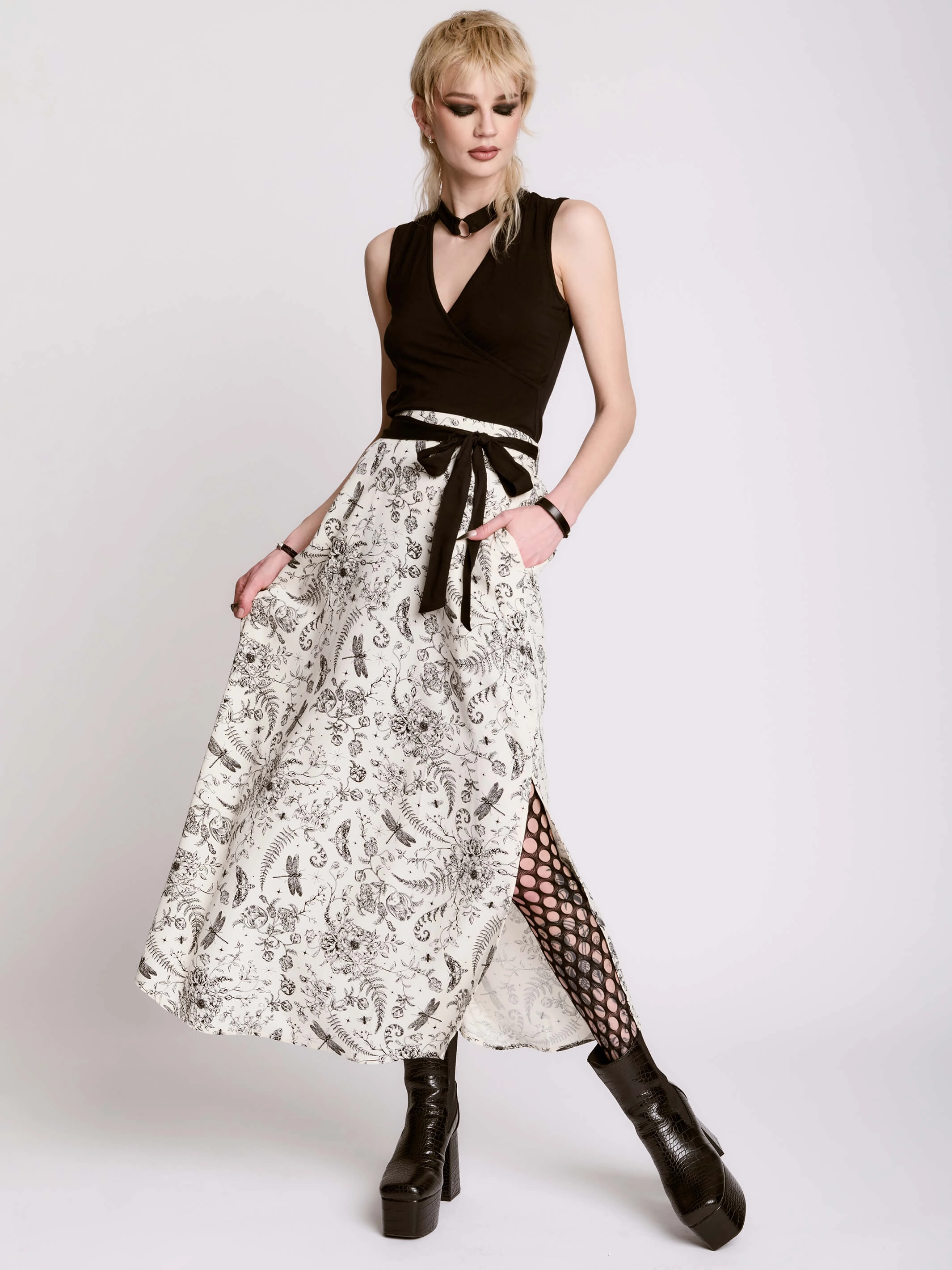 Date night Ivory Victorian Midi Skirt