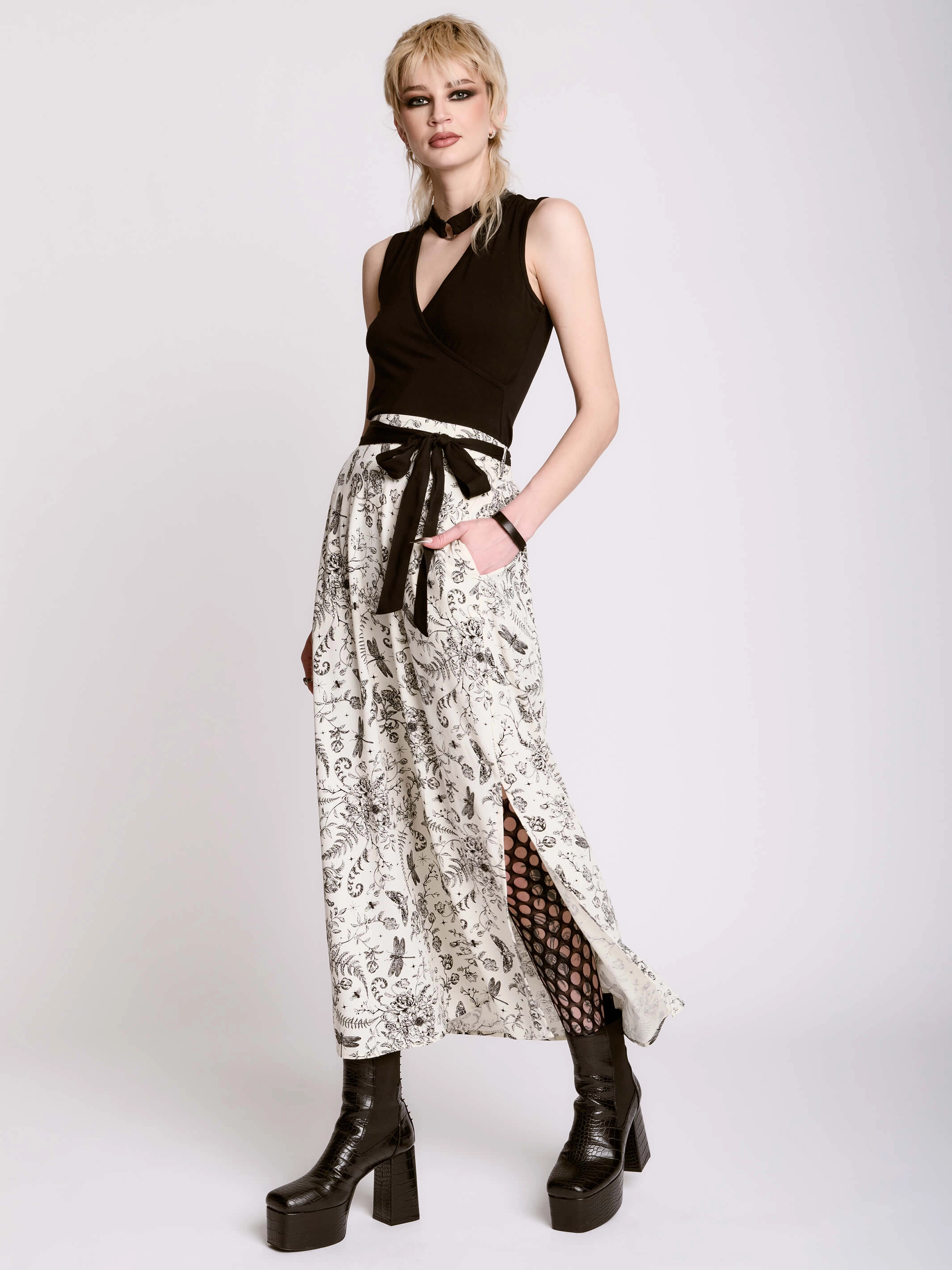 Red Carpet Look Maxi length Ivory Victorian Midi Skirt