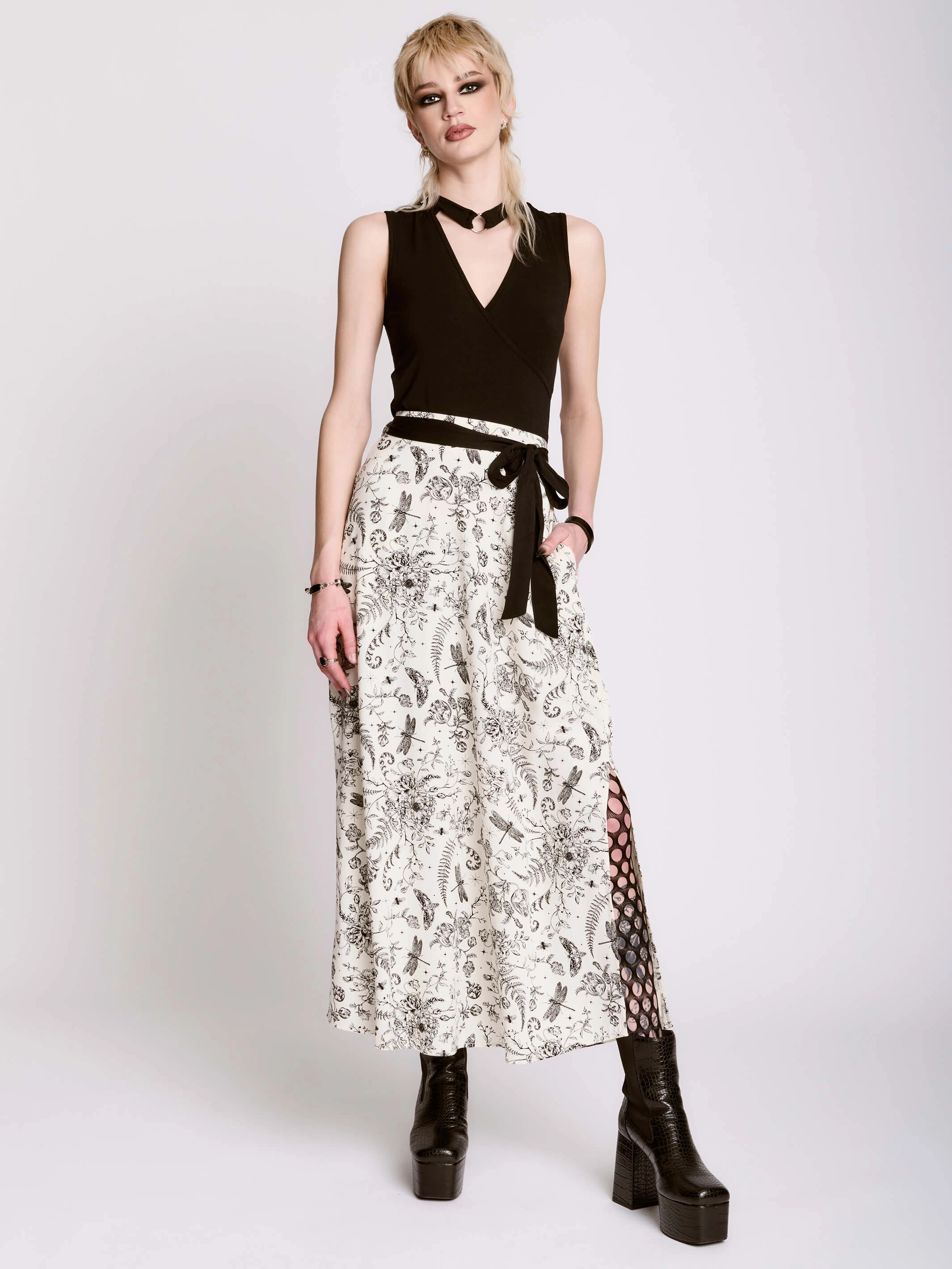 Relaxed Style Ivory Victorian Midi Skirt