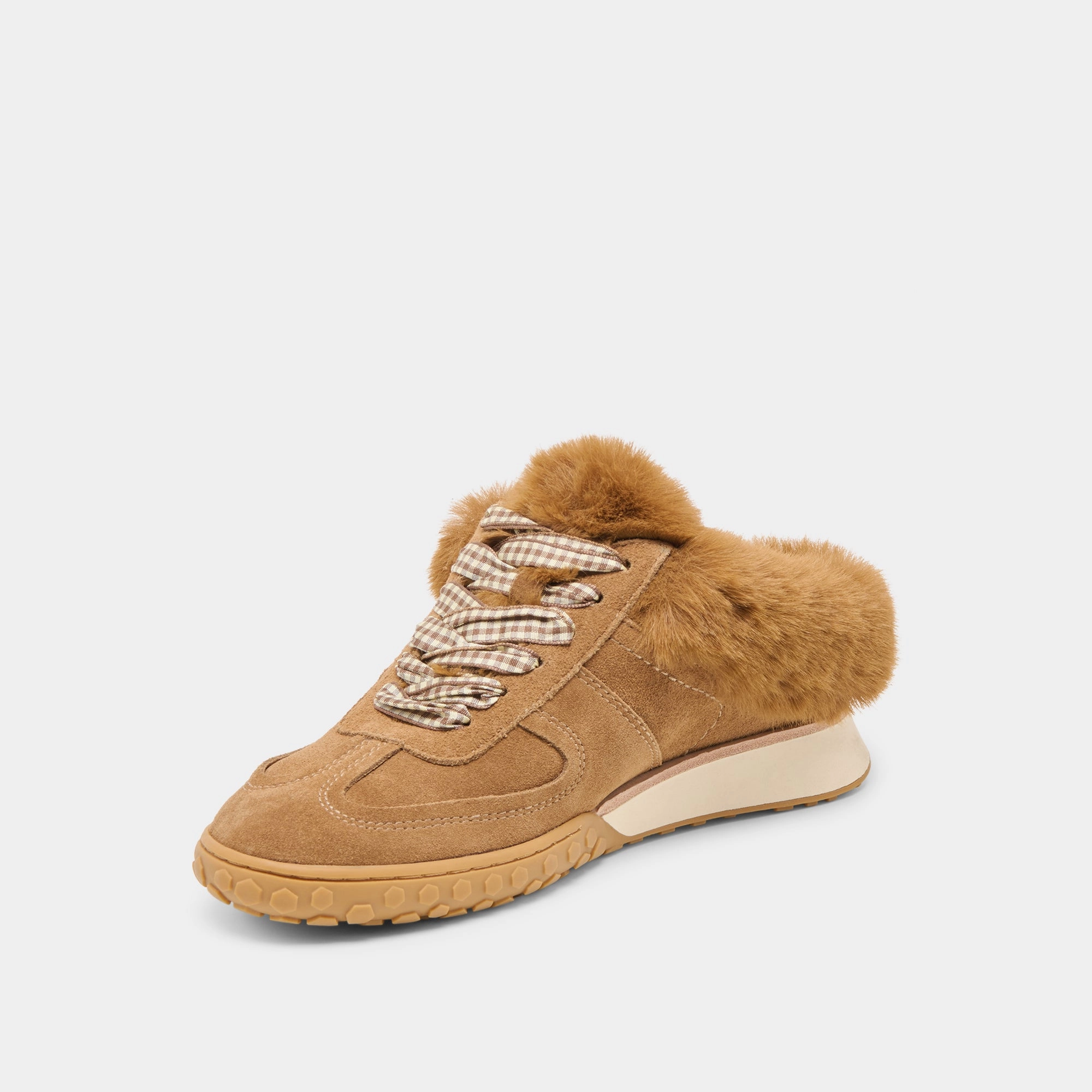 Toe Cap Flexibility Boost IZZEY PLUSH SNEAKERS LT BROWN SUEDE