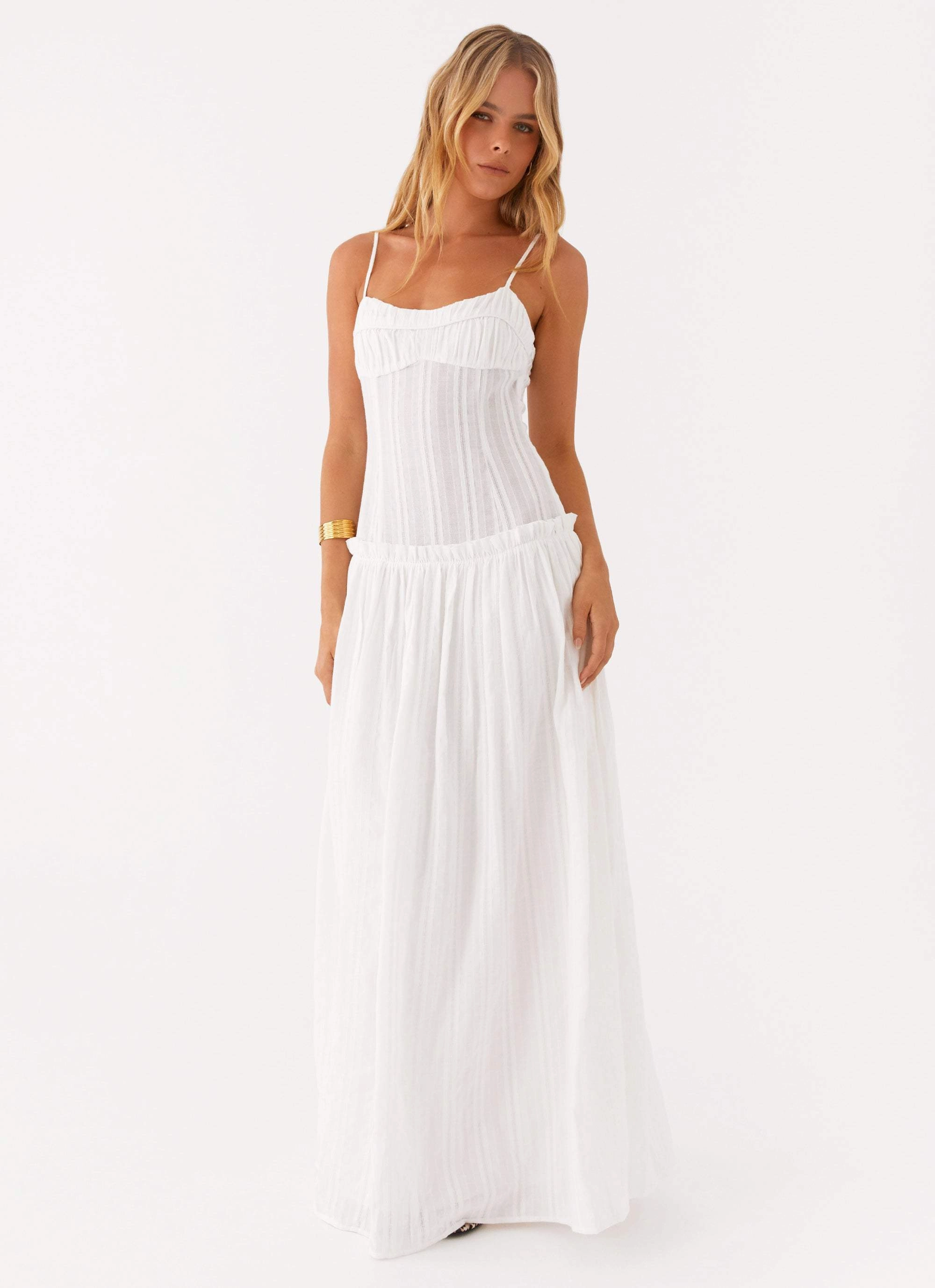 Polished Form Jacinda Drop Waist Maxi Dress - Ivory