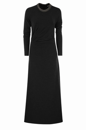 Street Edge Built-In-Slip Jersey Draped Dress