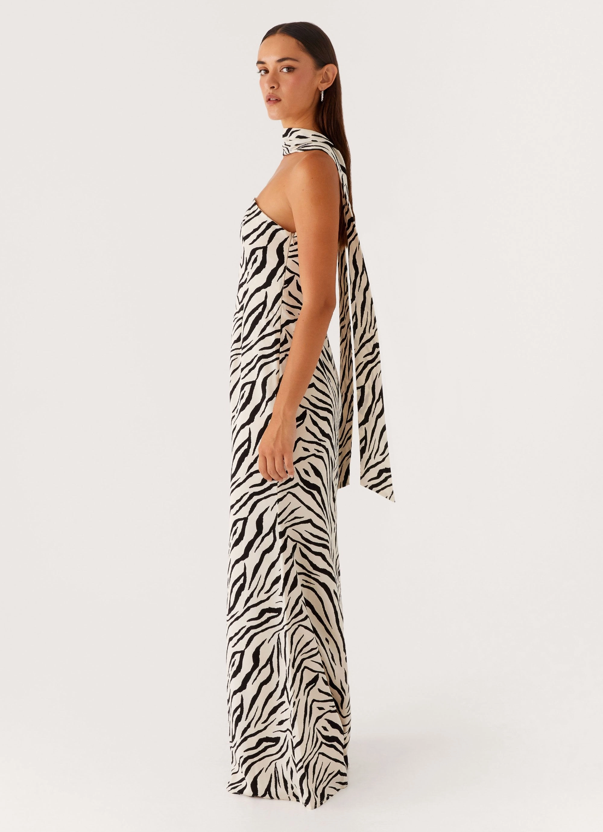 Modern Soft Smooth Texture Jigsaw Strapless Maxi Dress - Zebra