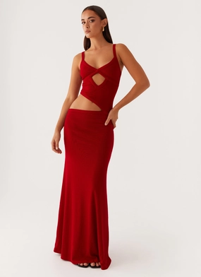 Elegant Cut Jocelyn Maxi Dress - Red