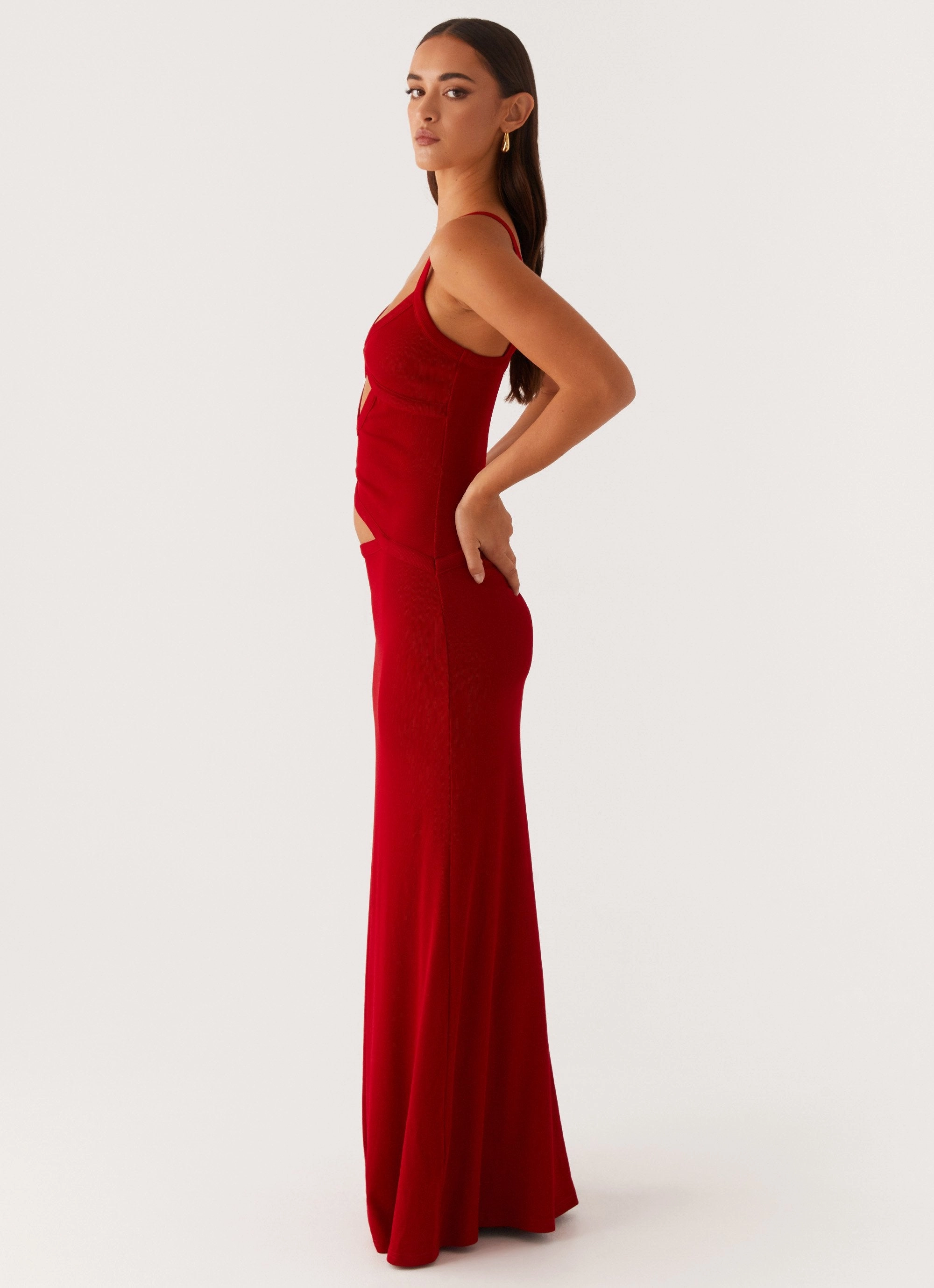 Jocelyn Maxi Dress - Red Back-Zip
