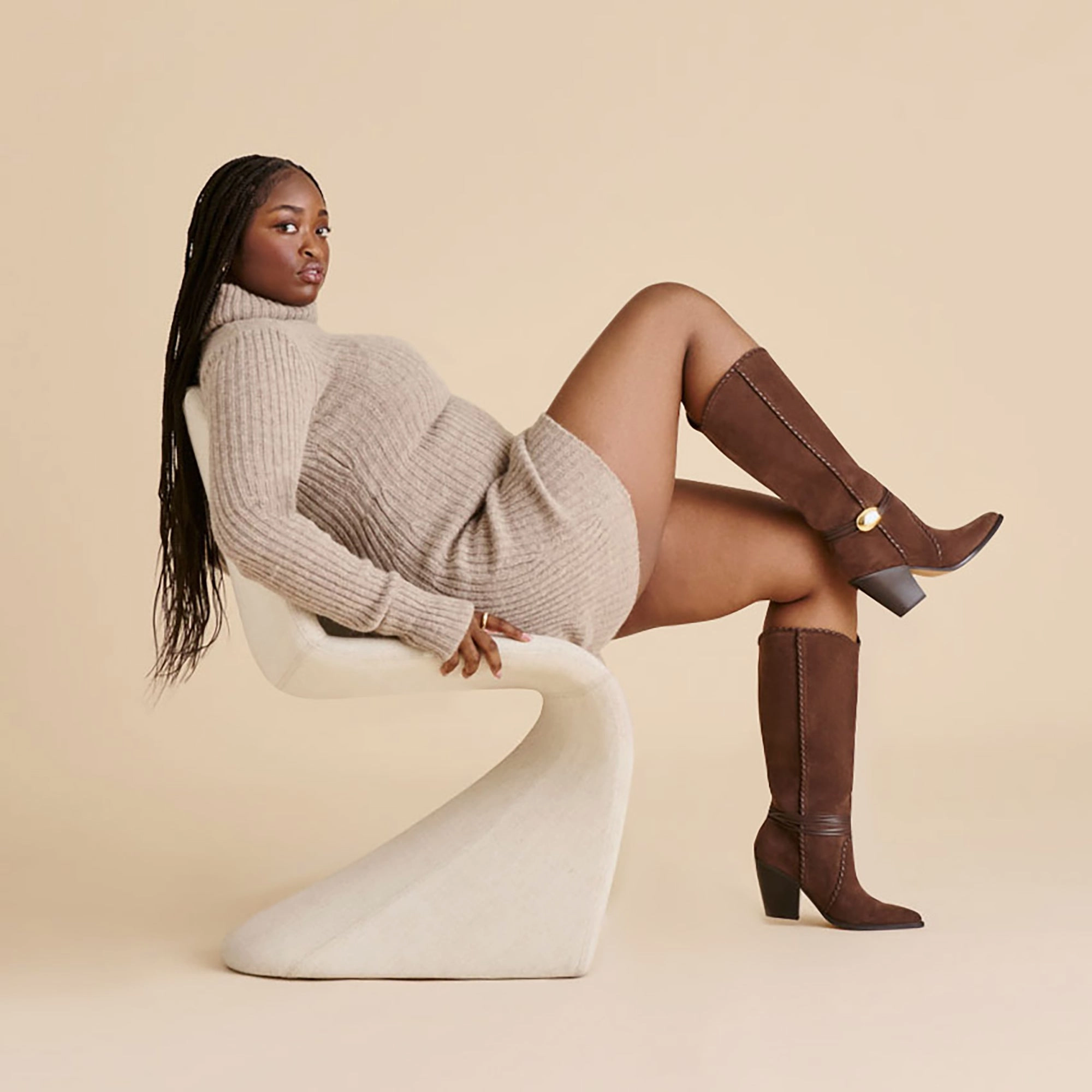 JODY WIDE CALF BOOTS DK BROWN SUEDE Breathable Remote Hiking Padded Interior Rough Trail Hiker