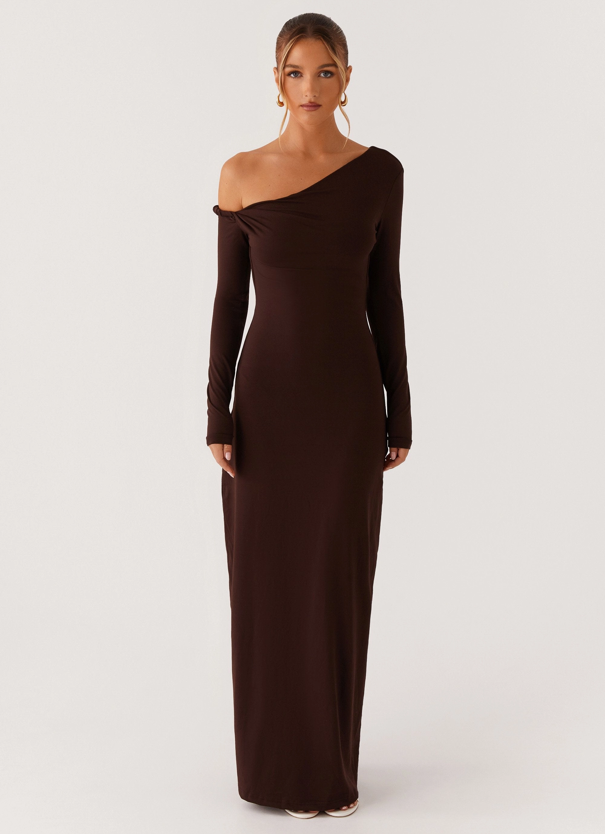 Jordana Twist Maxi Dress - Brown Happy Scent