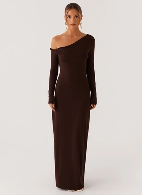 Jordana Twist Maxi Dress - Brown Happy Scent