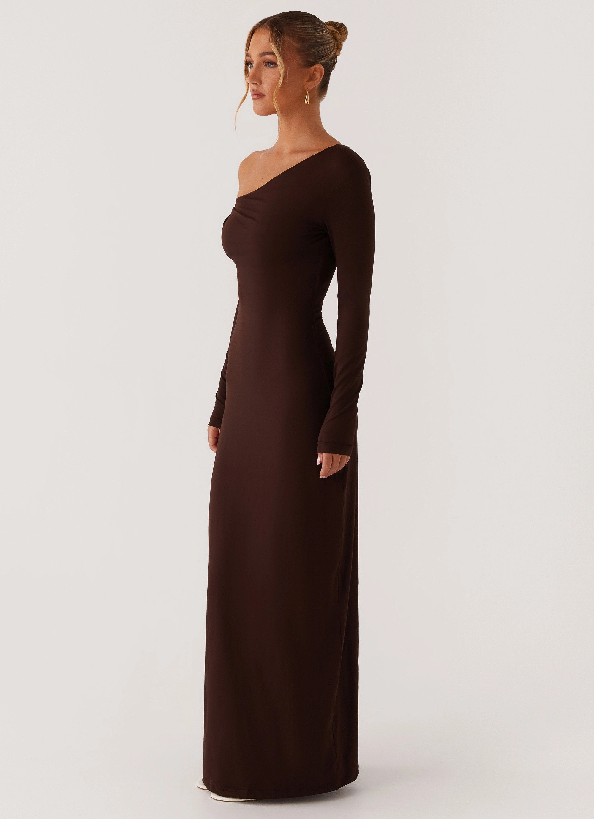 Jordana Twist Maxi Dress - Brown Flow Line