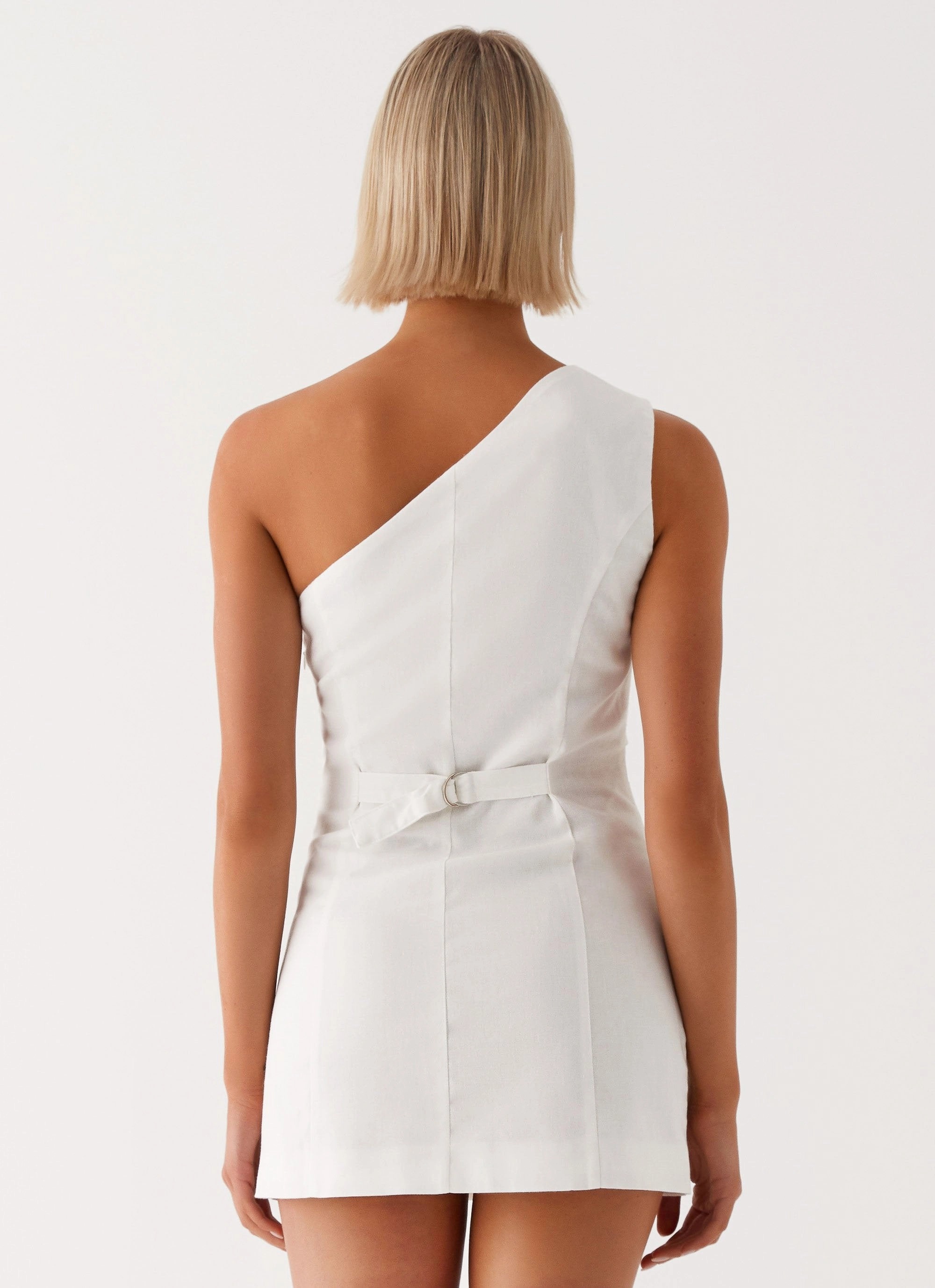 Jordy Linen Mini Dress - White Crystal-Detail Capsule-Wardrobe