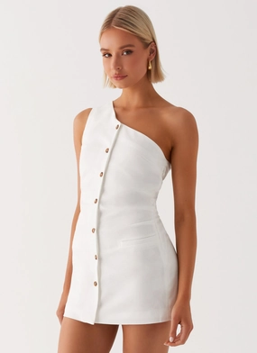 Silky Shine Jordy Linen Mini Dress - White